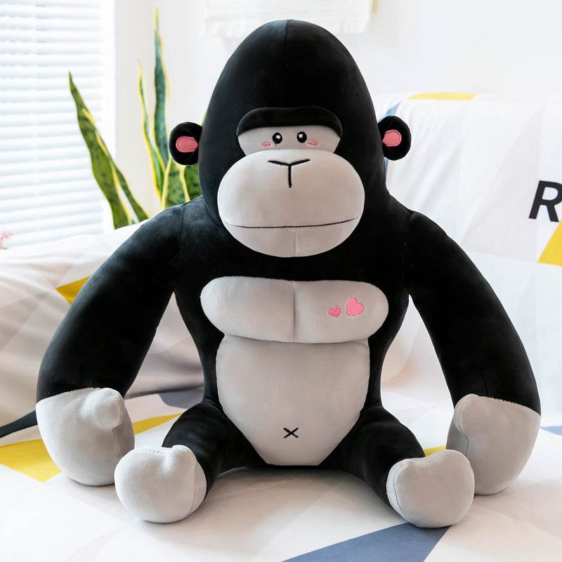 Adorable Buffed Muscular Gorilla Plush Toy - Soft Stuffed Animal for Kids Room Decor, Gym Motivation Gift & Cute Collectible