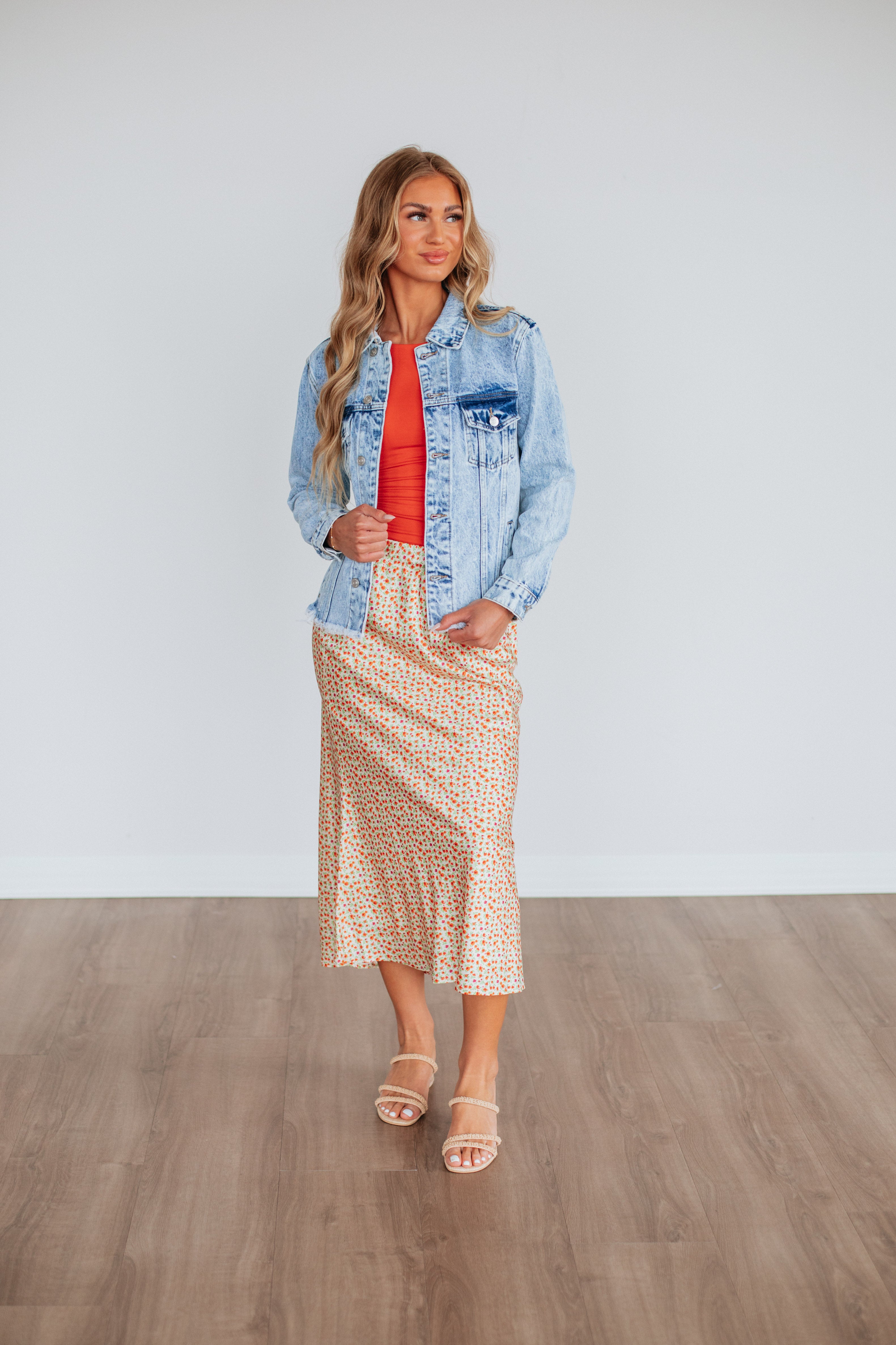 Eileen Floral Skirt for Women - A-Line Summer Midi Skirt with Pockets - Boho Flowy Skirt for Beach, Vacation, and Casual Outings