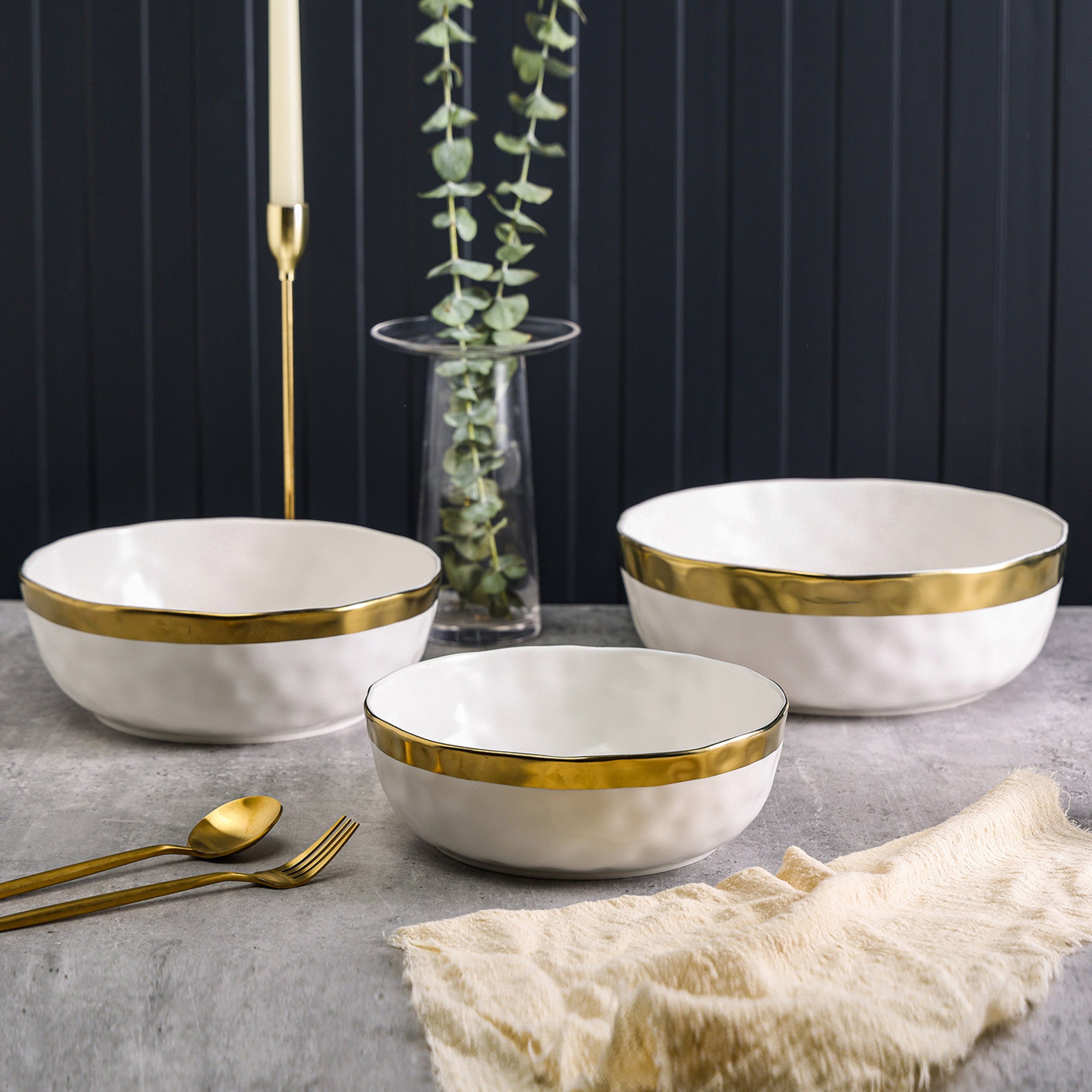 Premium Florian Porcelain Dinner Bowl Set - Elegant White Ceramic Bowls for Soup, Salad & Dessert | Perfect for Dining, Entertaining & Gift Giving