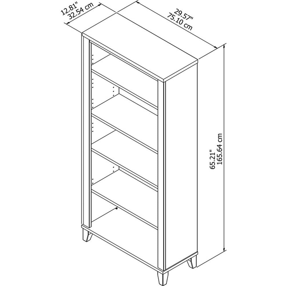 BOWERY HILL 5-Shelf Bookcase in Mocha Cherry - Solid Wood Bookshelf for Living Room, Bedroom, Office & Study - Perfect for Organizing Books, Decor & Storage