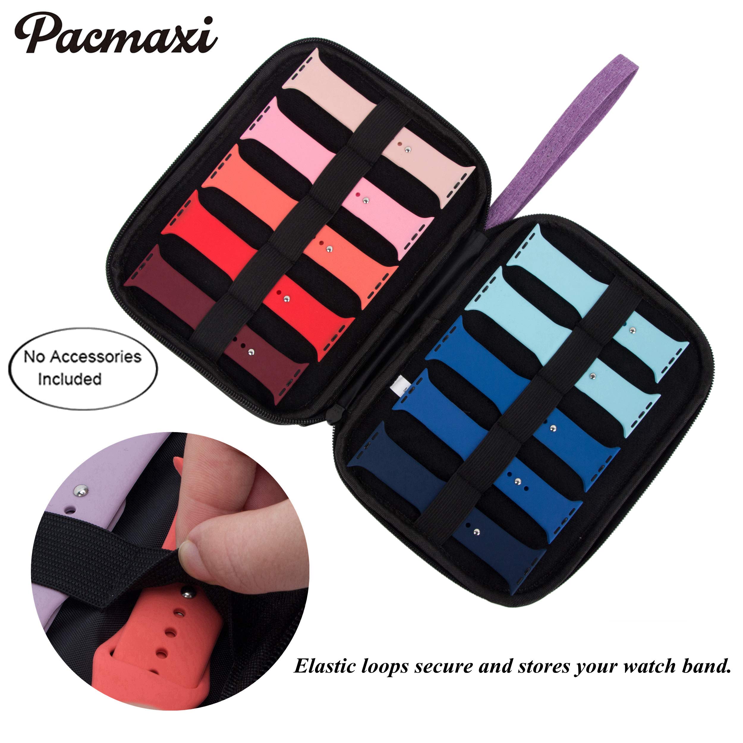 PACMAXI Watch Band Storage Organizer - Holds 10 Watch Straps, Travel-Friendly Watch Band Carrying Case with Zipper Closure, Durable Watch Accessories Organizer (Purple) - Perfect for Travel, Home Storage & Watch Collection Organization