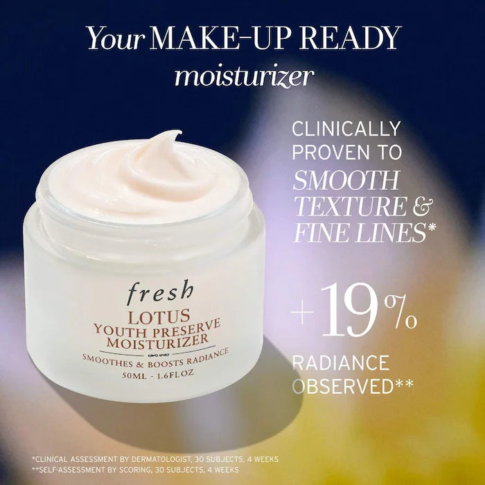 Lotus Youth Preserve Hydrating & Smoothing Face Cream for Fine Lines & Texture - Fresh Moisturizer for Daily Skincare & Anti-Aging Routine