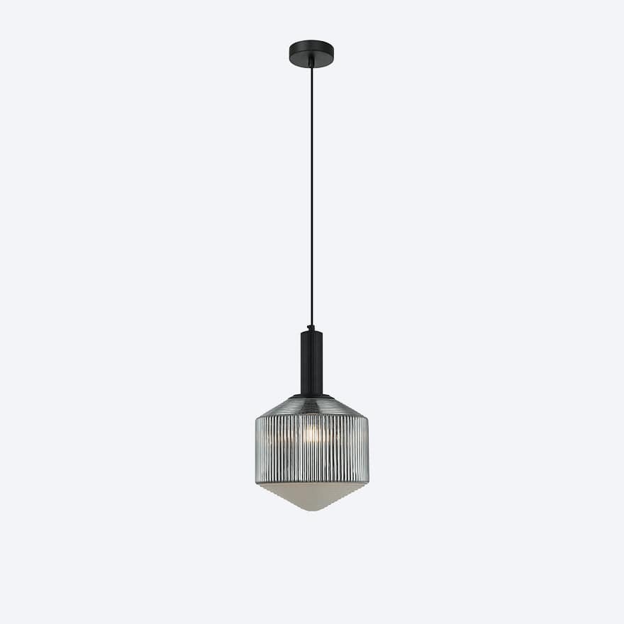 Camilla Glass Ribbed Pendant Light - Elegant Hanging Fixture for Dining Room, Kitchen Island & Bedroom Decor