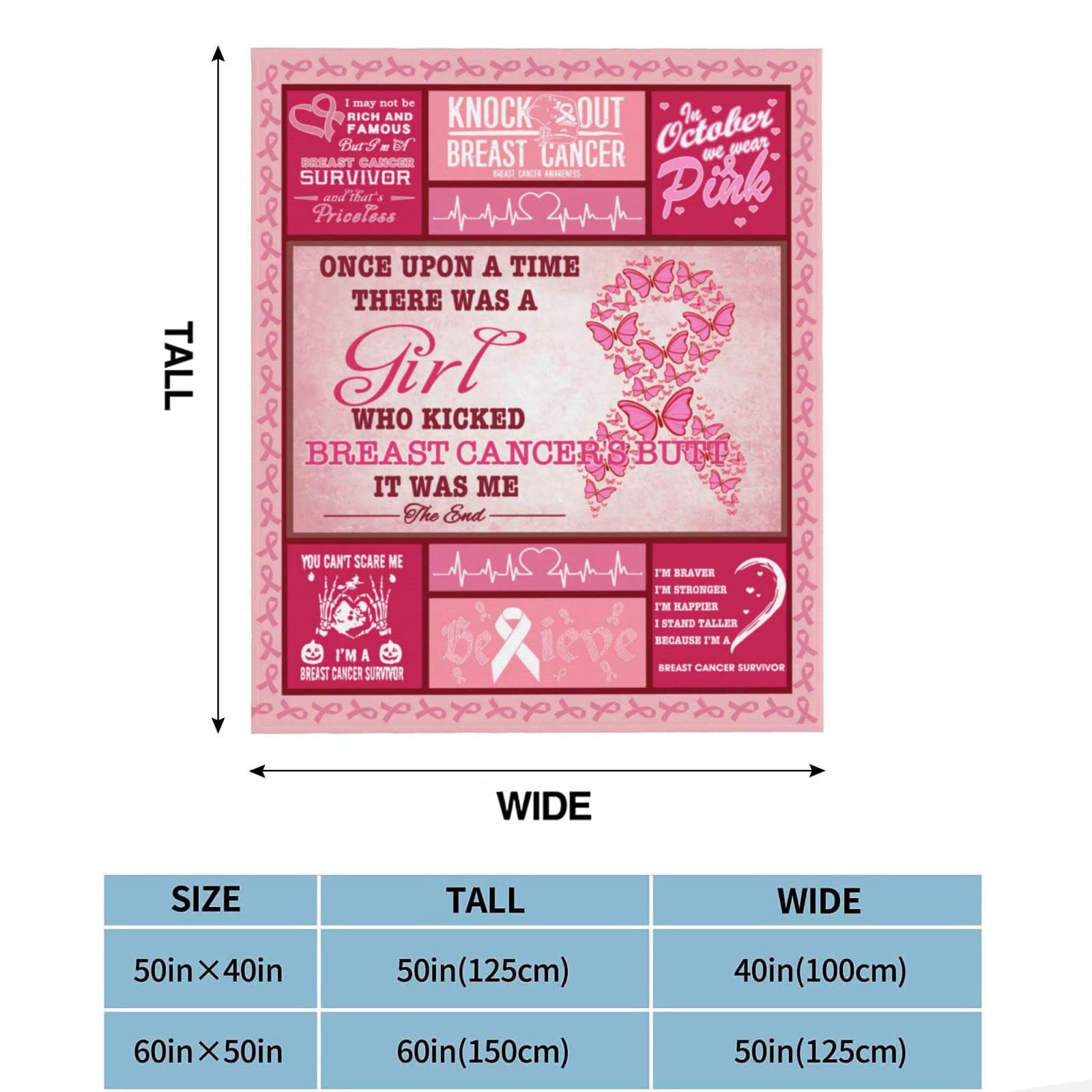 Breast Cancer Awareness Blanket - Ultra Soft Fleece Throw 50