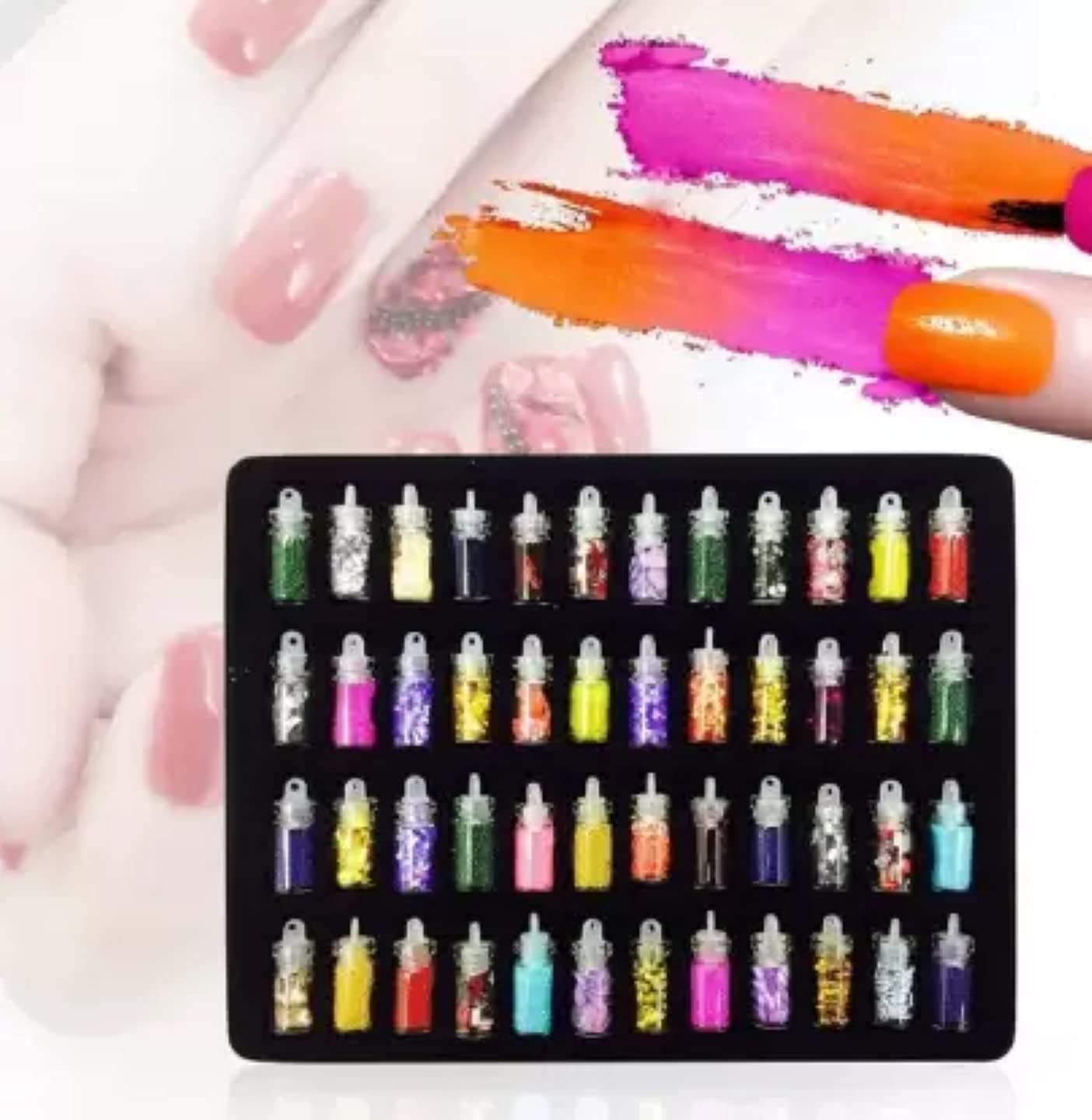 Elecsera 48 Bottles 3D Nail Art Stamping Kit - Professional Nail Decoration Tools with Multicolor Polish for DIY Manicure at Home or Salon