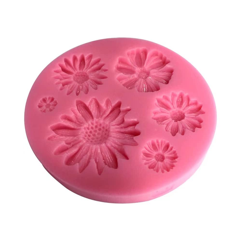 Premium Sunflower Silicone Molds for Baking - 6 Cavity Fondant, Chocolate, Cookie & Biscuit Molds - DIY Wedding, Baby Shower & Cupcake Decorations - Perfect for Cake Decorating, Candy Making & Home Baking Projects