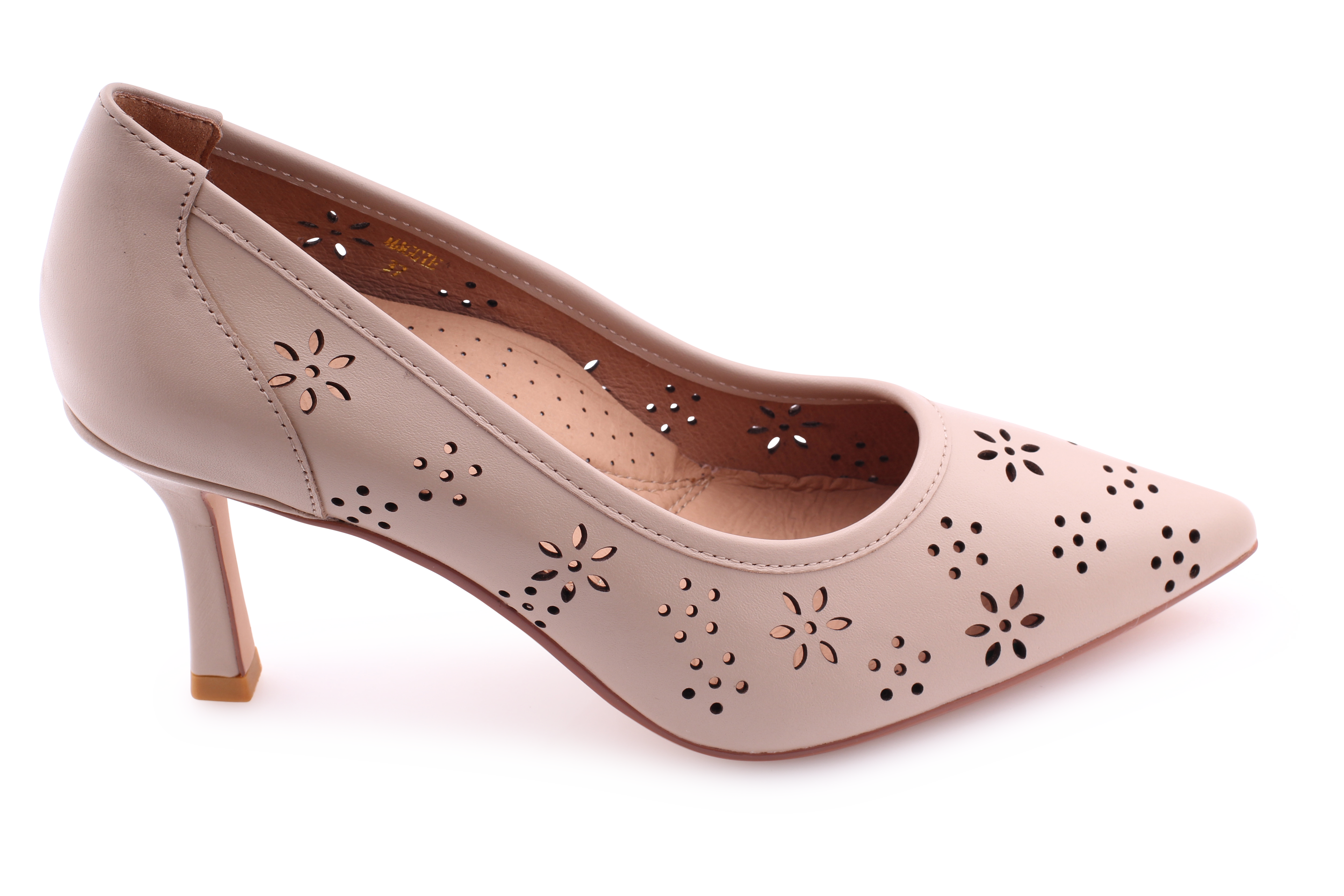 Floral Perf Nude Leather