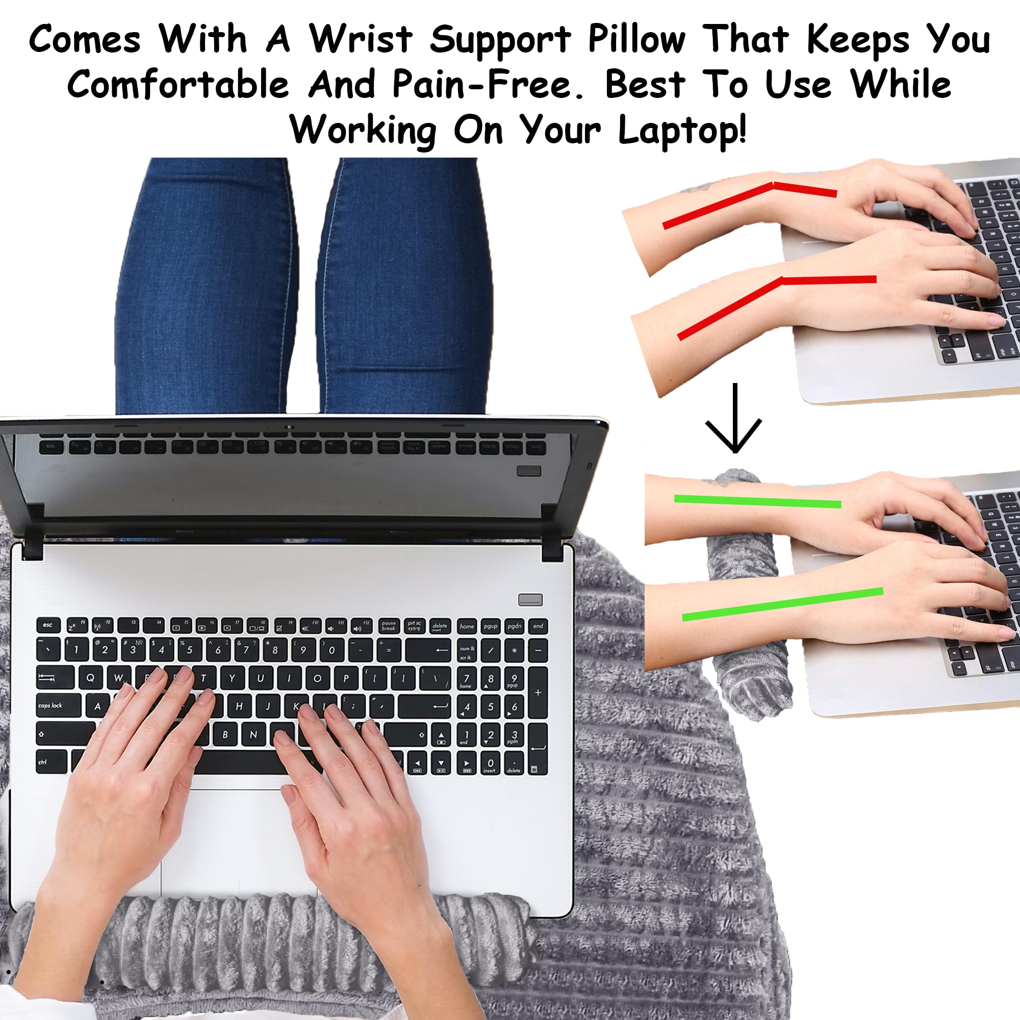 **Homie 3-in-1 Memory Foam Reading & Gaming Pillow with Adjustable Light & Wrist Support - Extra Large Lap Desk for Working, Playing Steam Deck/Switch, or Relaxing in Bed - Perfect for Office, Home, and Travel Use**