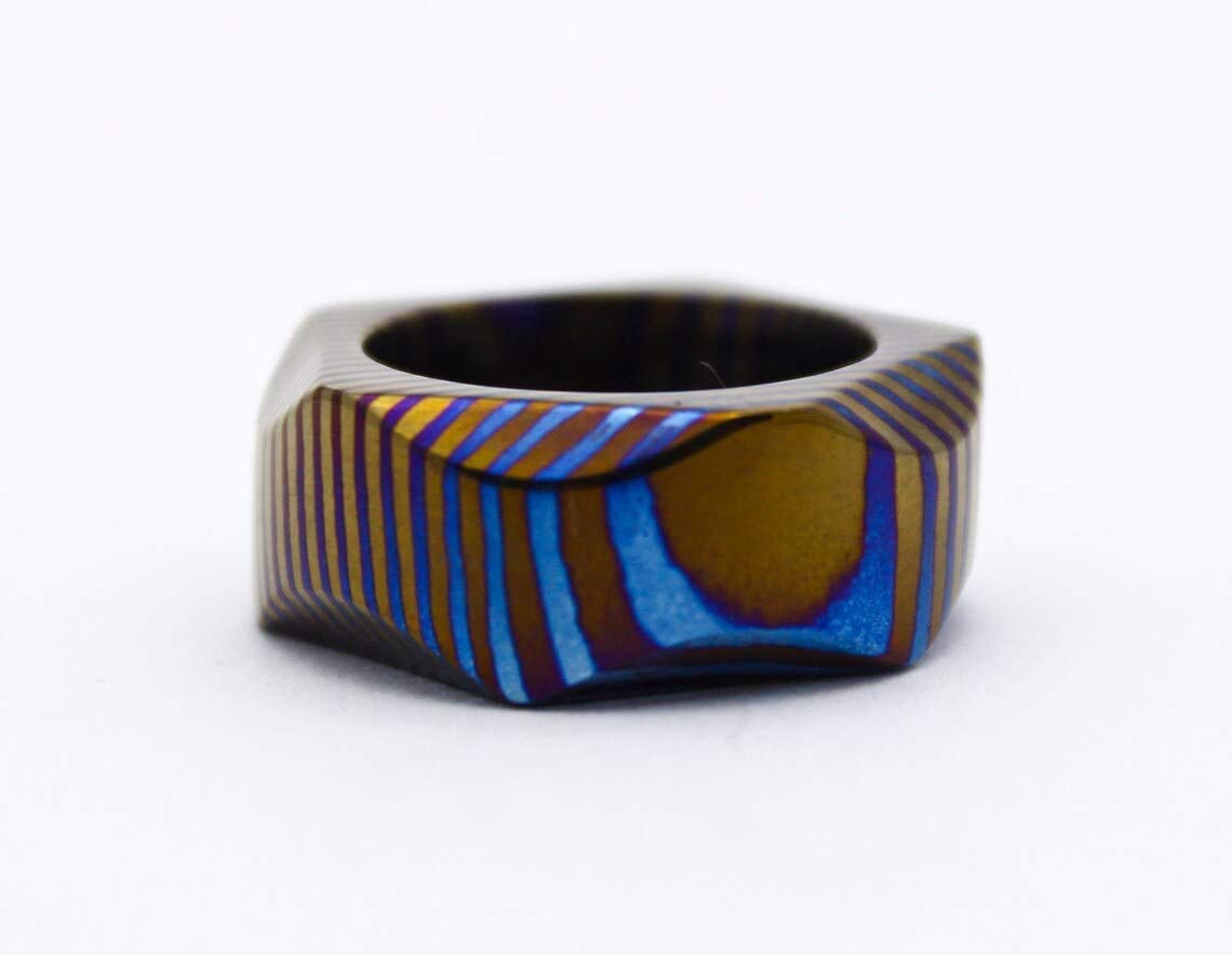 Handmade Damascus Steel Titanium Ring - Custom Comfort Fit Men's Wedding Band, Unisex Engagement Ring, Modern Statement Jewelry for Men - Perfect for Weddings, Anniversaries, and Everyday Wear