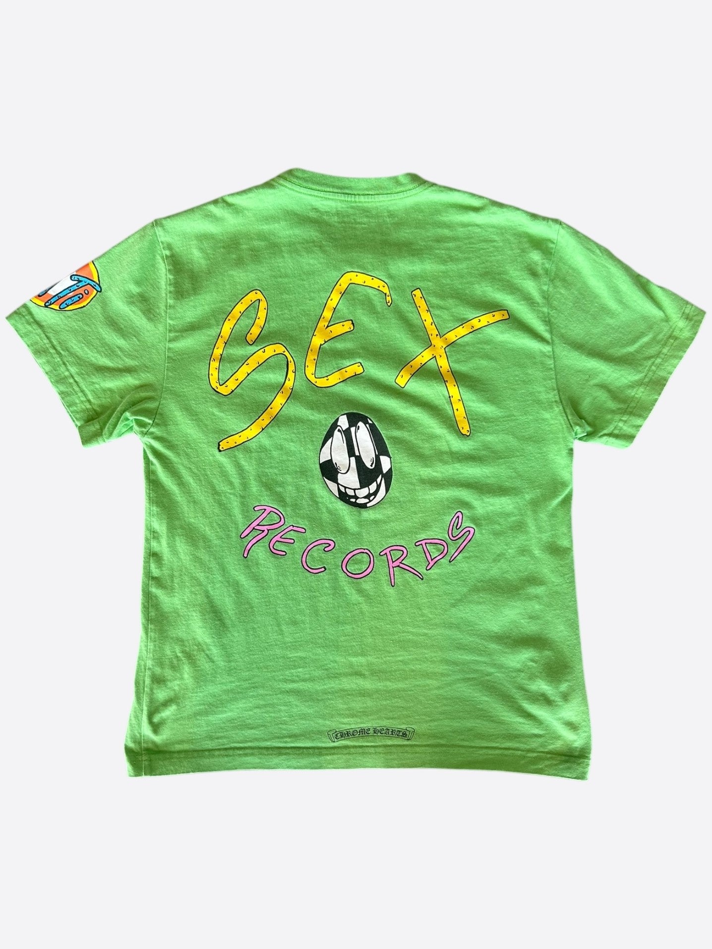 Chrome Hearts Green Sex Records Logo T-Shirt for Men | Vintage Rock Band Graphic Tee | Streetwear Fashion & Music Festival Outfit