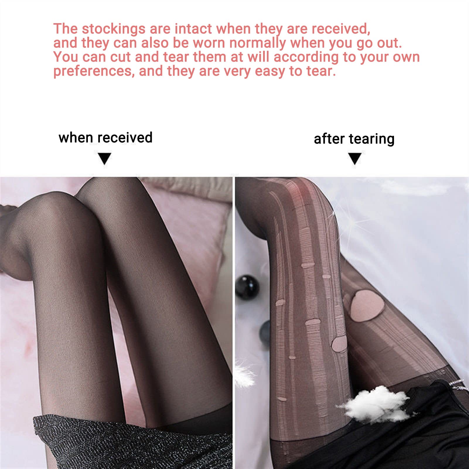 5 Pairs Gothic Fishnet Stockings - Women's Ripped Tights for Party & Cosplay