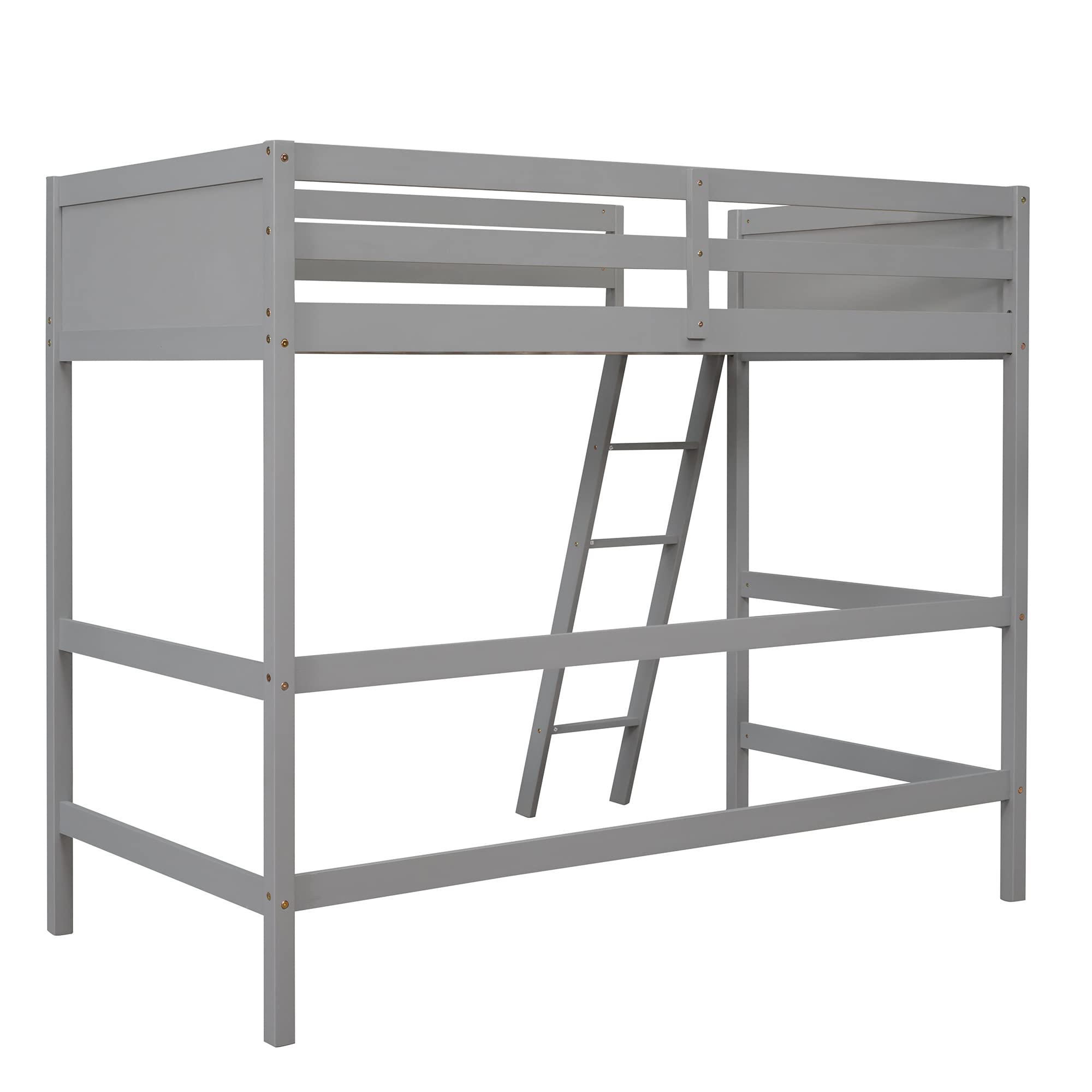Harper & Bright Designs Twin Size Wooden Loft Bed with Ladder - Sturdy Bed Frame for Kids, Teens & Adults in Gray - Perfect for Small Spaces, Dorm Rooms & Kids' Bedrooms
