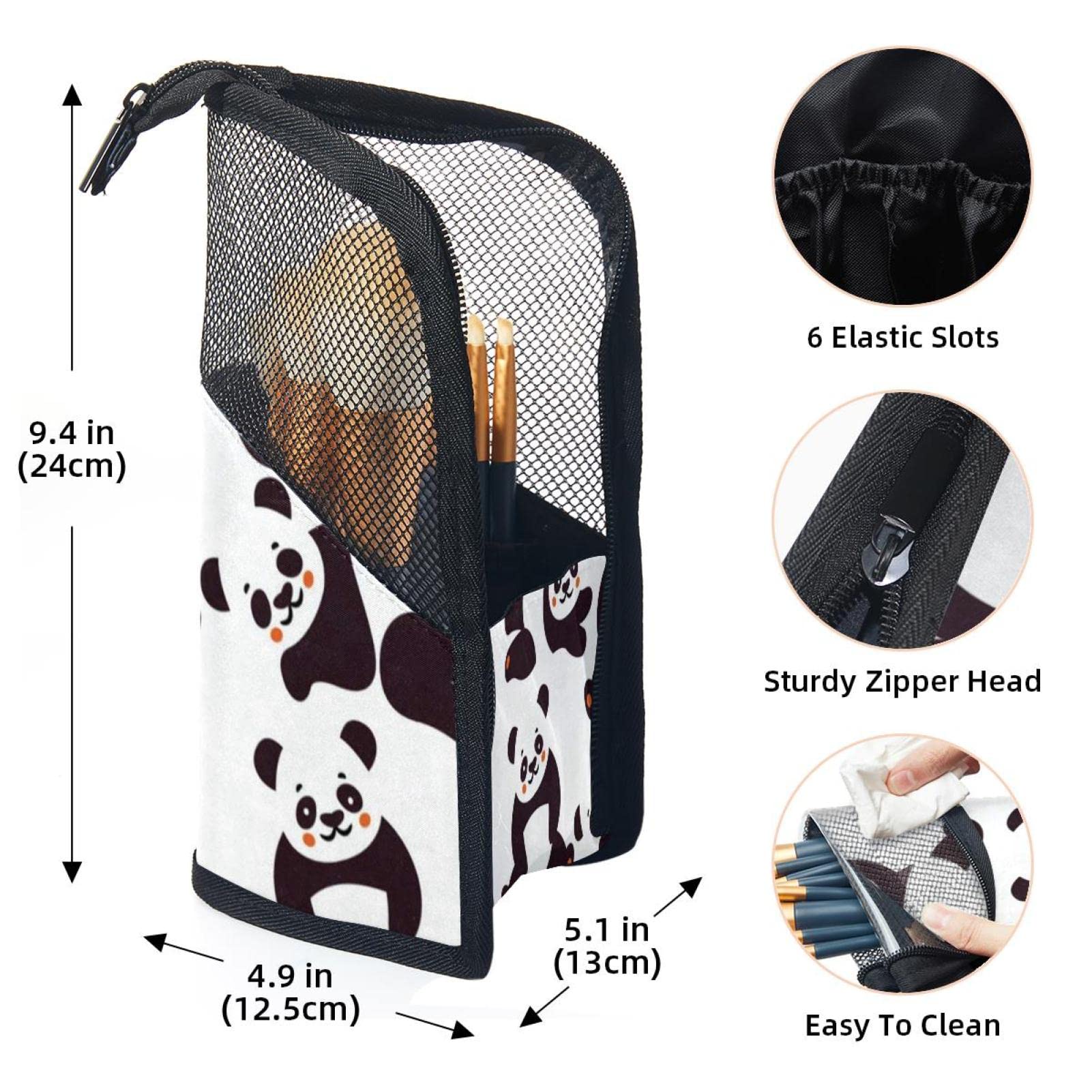Portable Makeup Brush Organizer Bag with 12 Slots - Cute Panda Design Cosmetic Brush Holder Case for Travel & Home Storage | Perfect for Makeup Artists & Beauty Enthusiasts