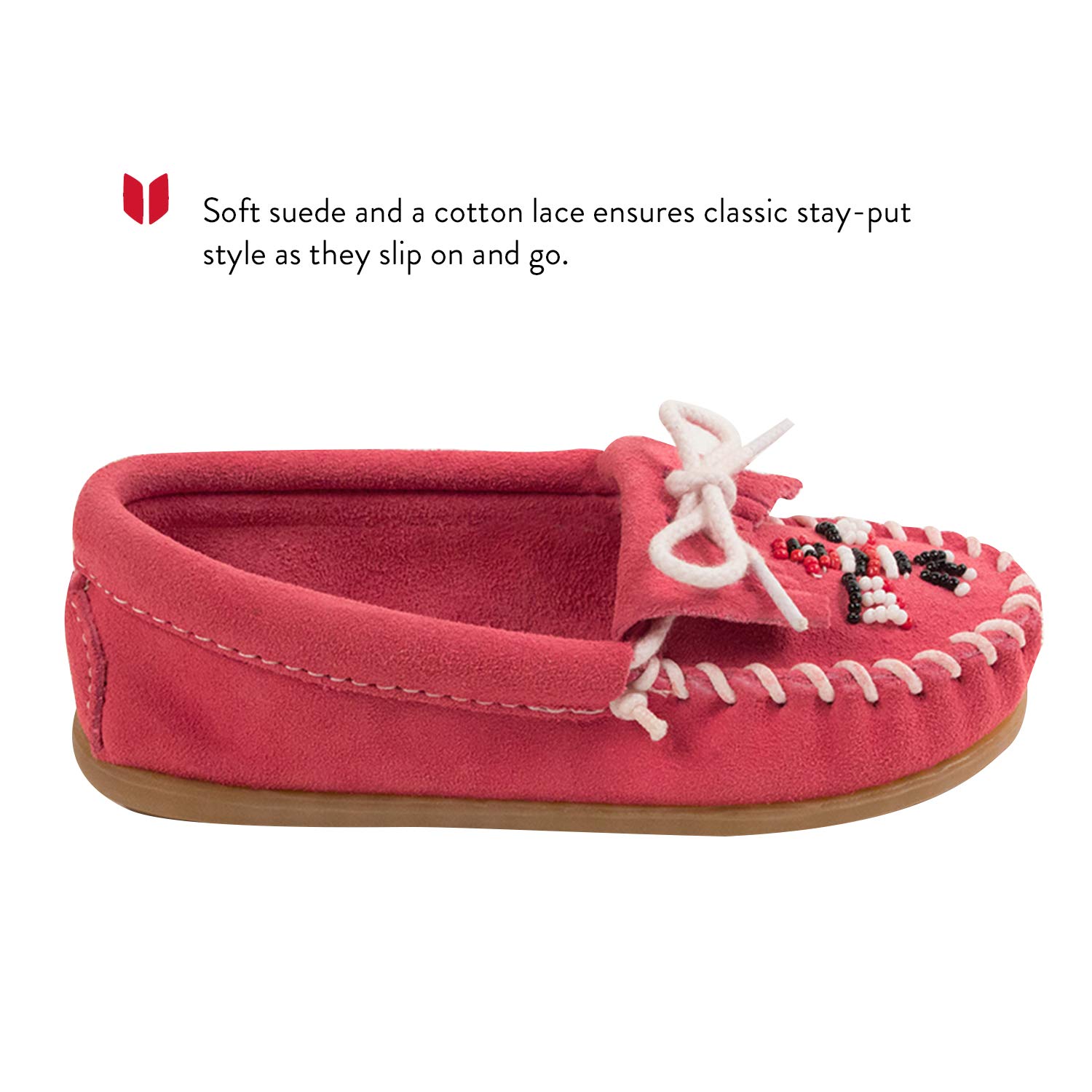 Minnetonka Thunderbird II Moccasins for Kids - Soft Leather Slip-On Shoes for Toddler, Little Kid & Big Kid - Perfect for School, Play & Casual Outings