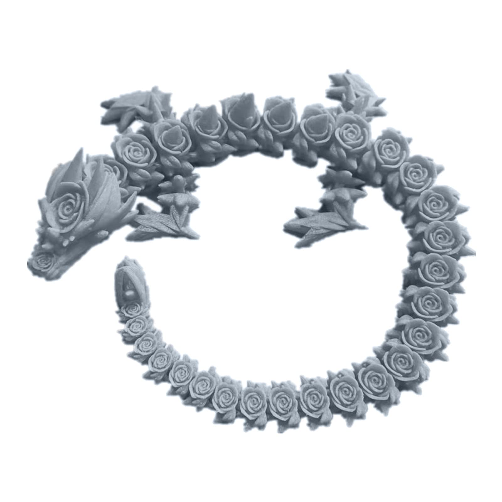 3D Printed Rose Dragon with Rotatable Poseable Joints - Anxiety Relief Articulated Dragon Toy for Kids & Adults (17.7in Gray) - Perfect for Stress Relief, Home Decor, and Fantasy Collectibles