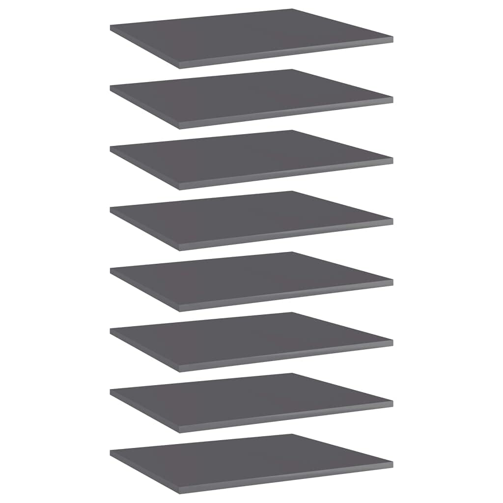 8-Piece High Gloss Gray Bookshelf Replacement Panels - Floating Shelves for Book Storage & Display - Durable Organizer Shelving Units for Home Office & Living Room Decor (Accessories Not Included)