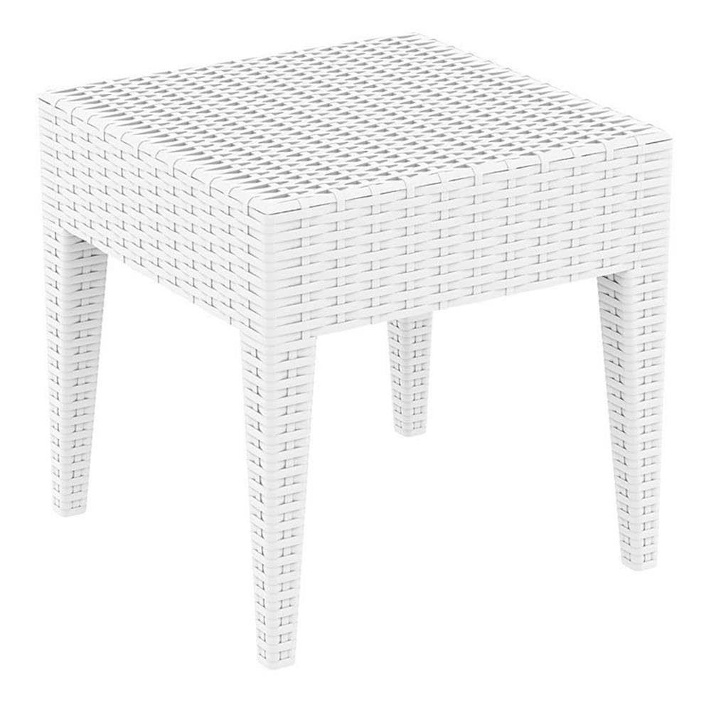 Premium White Commercial-Grade Resin Patio Side Table – Miami Square Design – Durable Outdoor Furniture for Poolside, Garden, or Patio Decor
