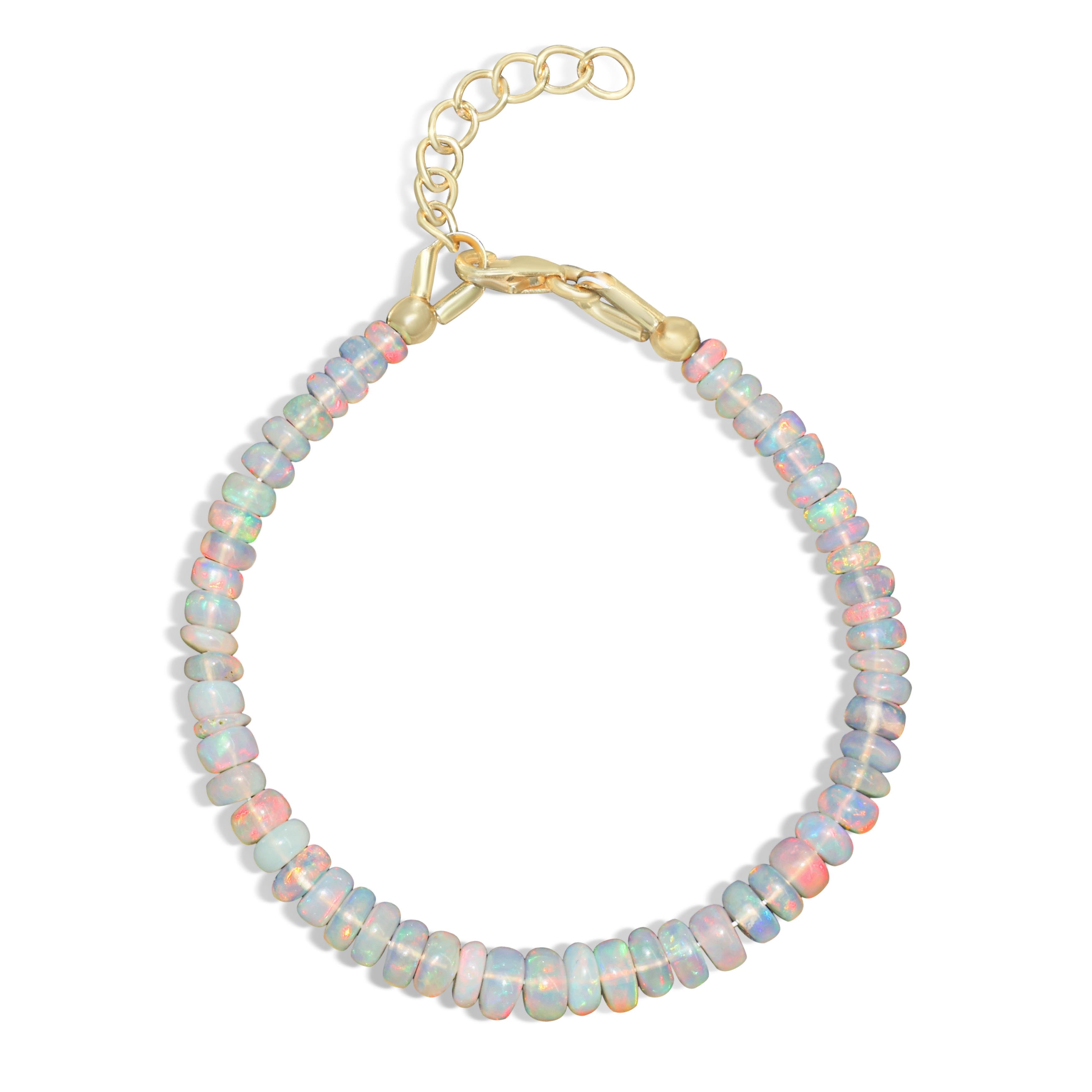 Elegant Smooth Gold Filled White Opal Beaded Bracelet for Women | Boho Chic Jewelry for Everyday Wear & Special Occasions
