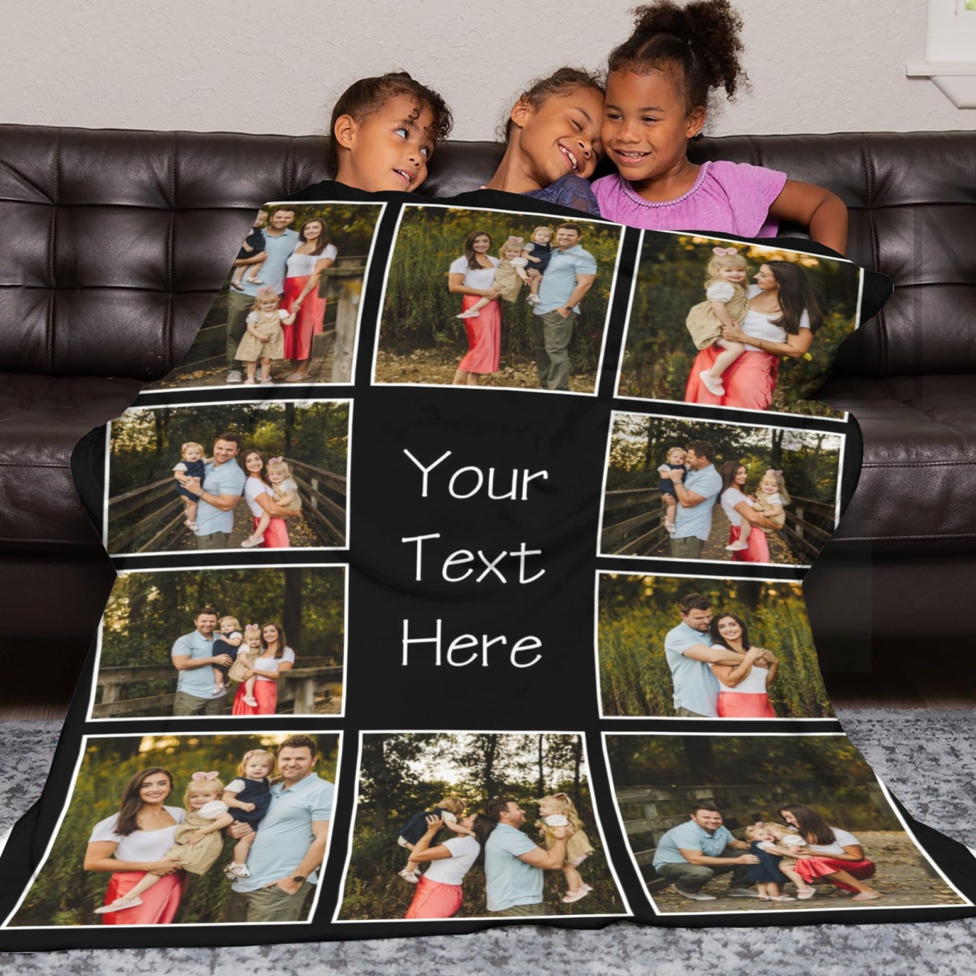 Custom Photo Blanket - Personalized Flannel Fleece Blanket with Family Pictures - Soft Throw Blanket for Women, Men & Kids - Perfect for Couch, Bed & Sofa - Great Gift for Christmas, Birthdays & Anniversaries