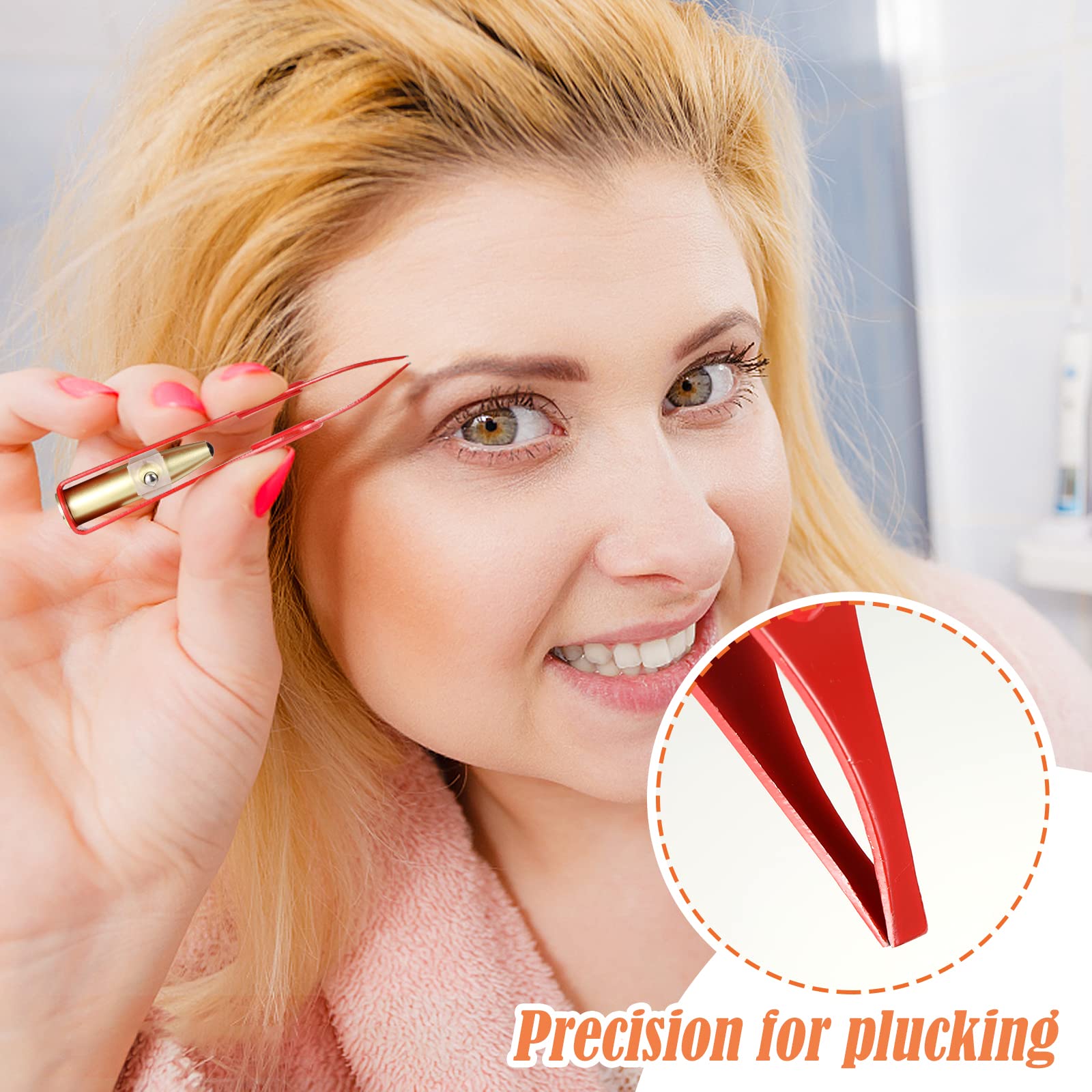 2 Pack LED Lighted Tweezers - Stainless Steel Eyebrow Tweezers for Hair Removal, Makeup & Precision Grooming (Black & Red) - Perfect for Eyebrow Shaping, Facial Hair Removal & DIY Beauty at Home