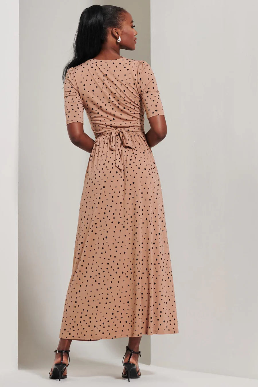 Stylish Half Sleeve Jersey Maxi Dress with Spot Print - Perfect for Summer Outings, Beach Vacations & Casual Wear