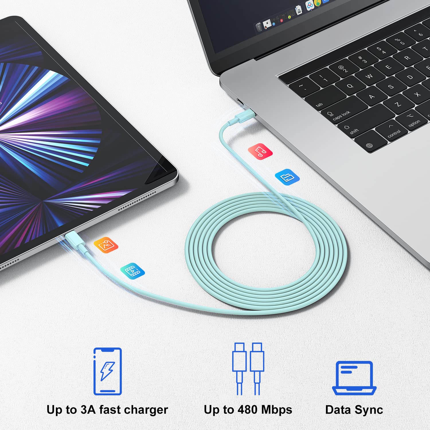 Fashia 10FT USB C Fast Charger Kit for iPhone 16/15 Series - Includes USB C Charger Block & Long Charging Cable - Compatible with iPhone 16/15 Pro/Pro Max/Plus, iPad Pro 12.9/11, iPad Air & Mini - Perfect for Home, Office & Travel (Green)