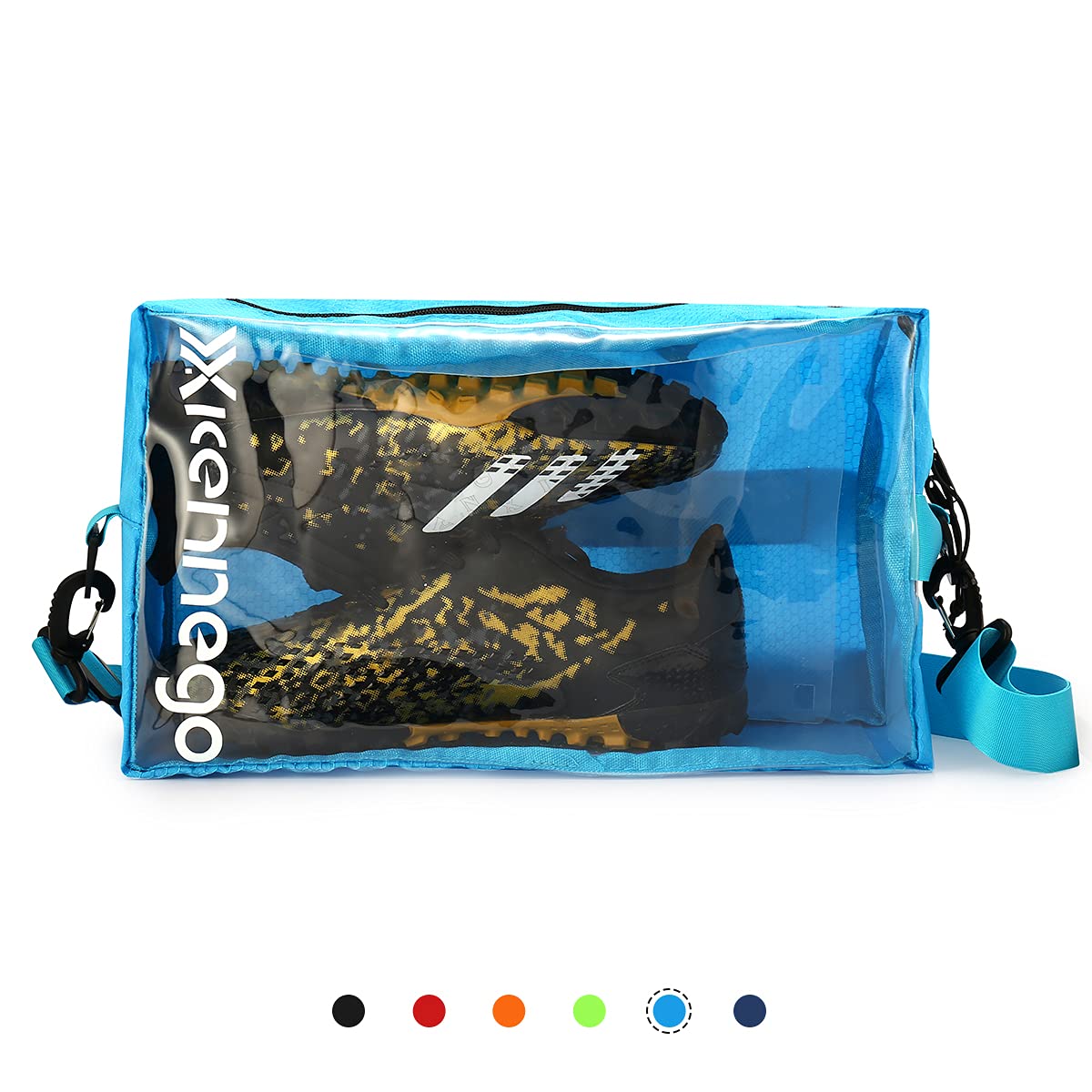 Xicennego Portable Basketball Shoe Bag with Zipper - Waterproof Sneaker Storage Organizer - Foldable Shoe Box for Travel & Gym - Durable PU Shoe Pouch for Men & Women (Blue) - Perfect for Sports, Travel, and Daily Shoe Protection