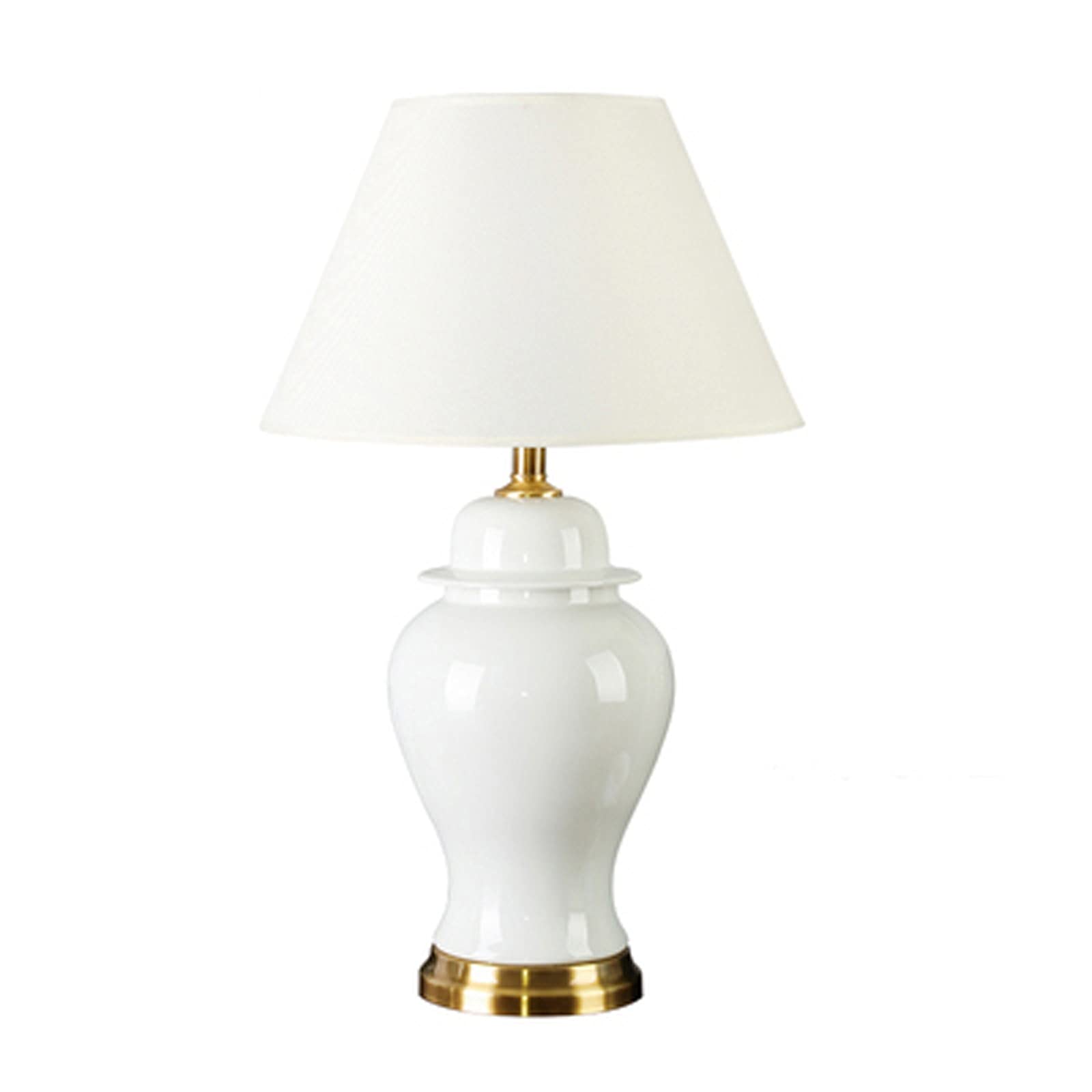 Modern Ceramic Table Lamp with Cloth Lampshade & Pure Copper Base - Minimalist Home Office Lighting, Bedside Lamp for Bedroom, Cafe & Restaurant Decor - Warm Ambient Lighting for Reading & Relaxation