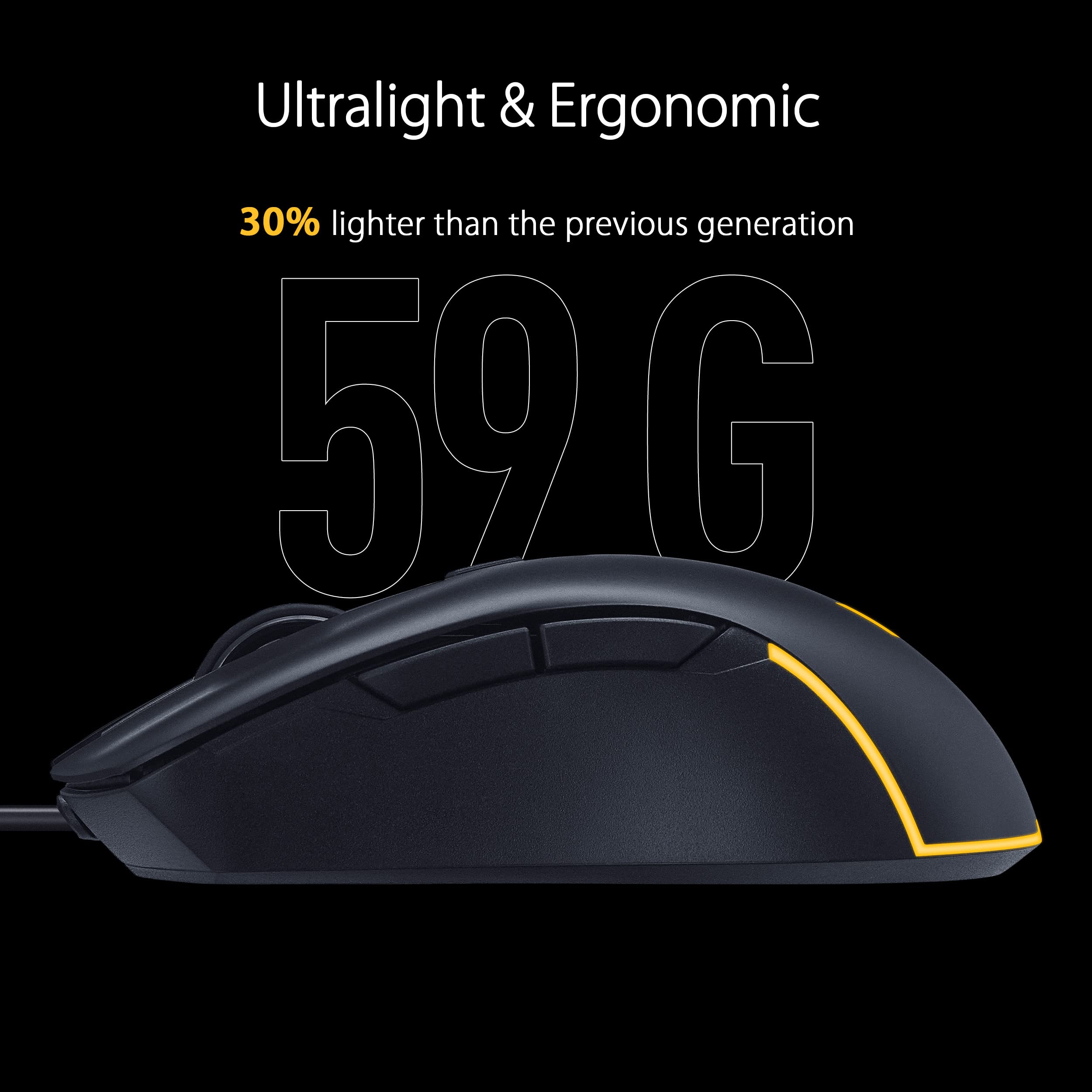 ASUS TUF Gaming M3 GEN II Wired Gaming Mouse - Ultra Light 59g, 8000 DPI Optical Sensor, IP56 Water & Dust Resistant, 60 Million Click Durability, 6 Programmable Buttons - Perfect for FPS, MOBA & Esports Gaming