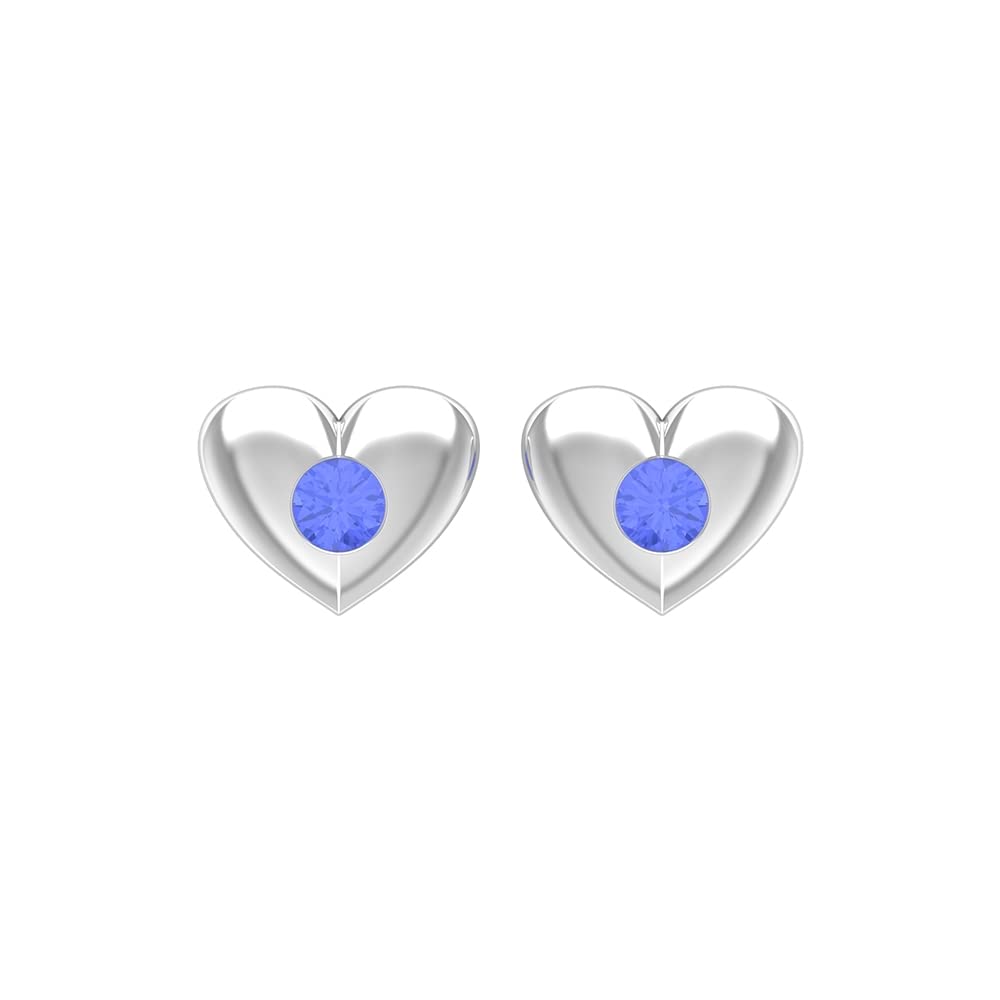 14K Solid Gold Tanzanite Solitaire Earrings for Women | December Birthstone Jewelry | Gold Heart Stud Earrings | Perfect Gift for Anniversary, Birthday & Special Occasions