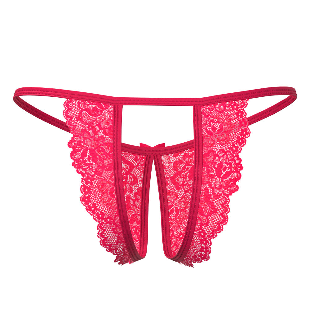 Exposed Get It Girl Crotchless Open Back UV Reactive Lace Panty for Curvy Women - Sexy Lingerie for Date Nights & Special Occasions
