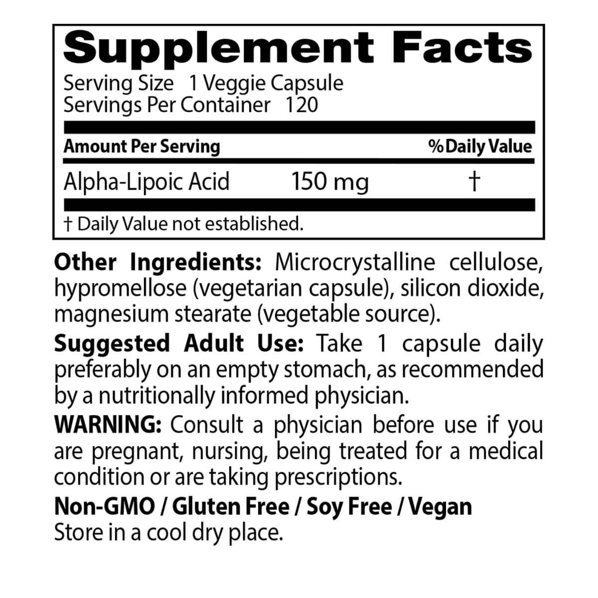 Doctor's Best Alpha Lipoic Acid 150mg - 120 Vegan Capsules for Antioxidant Support, Blood Sugar Control & Nerve Health - Perfect for Daily Wellness & Detox Supplement Routine