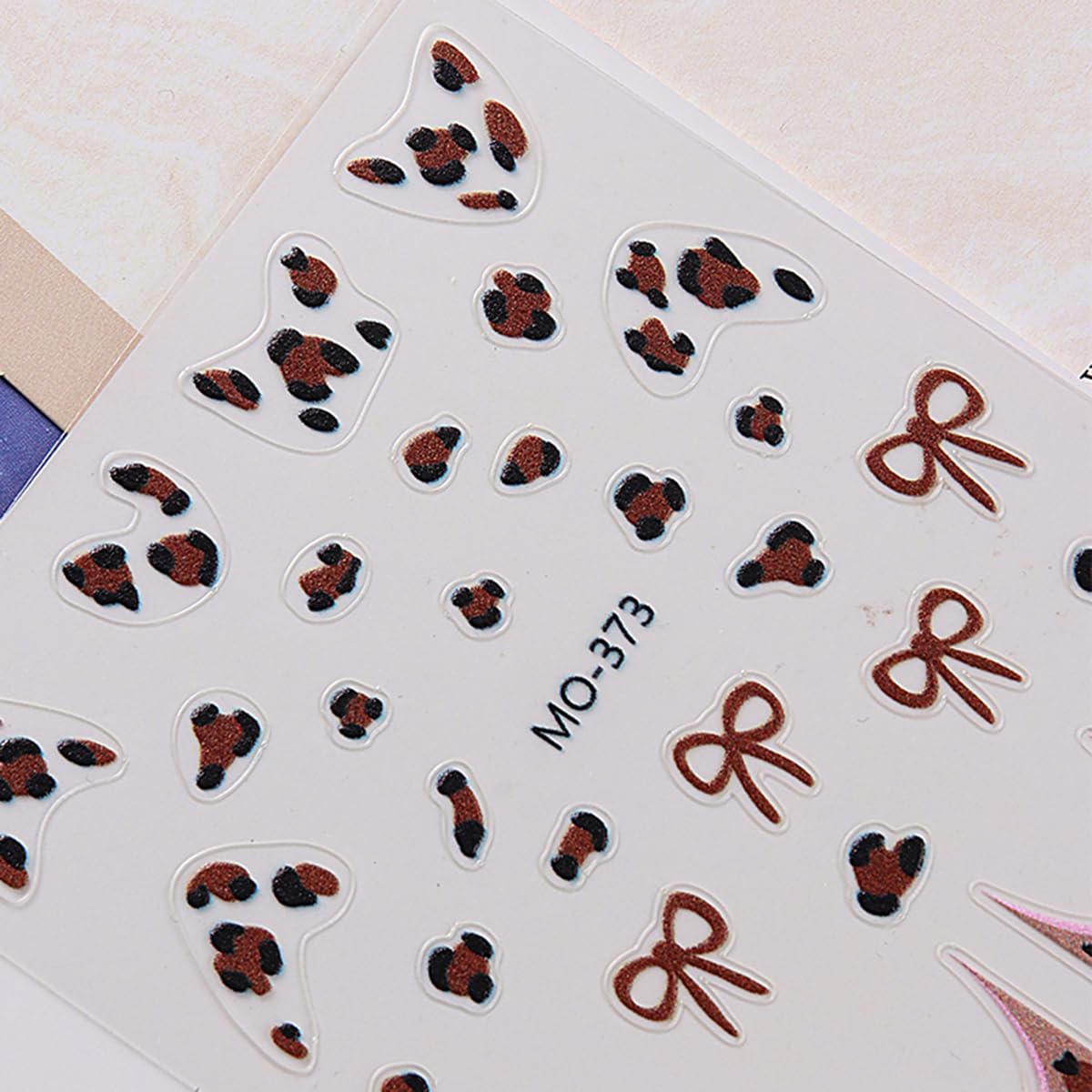 5D Leopard Print Nail Art Stickers - 3PCS Glitter Bow French Tip Nail Decals for Women | Embossed Manicure Sliders | Fall Winter Nail Decorations | Perfect for Parties, Weddings, and Holiday Nail Art Designs