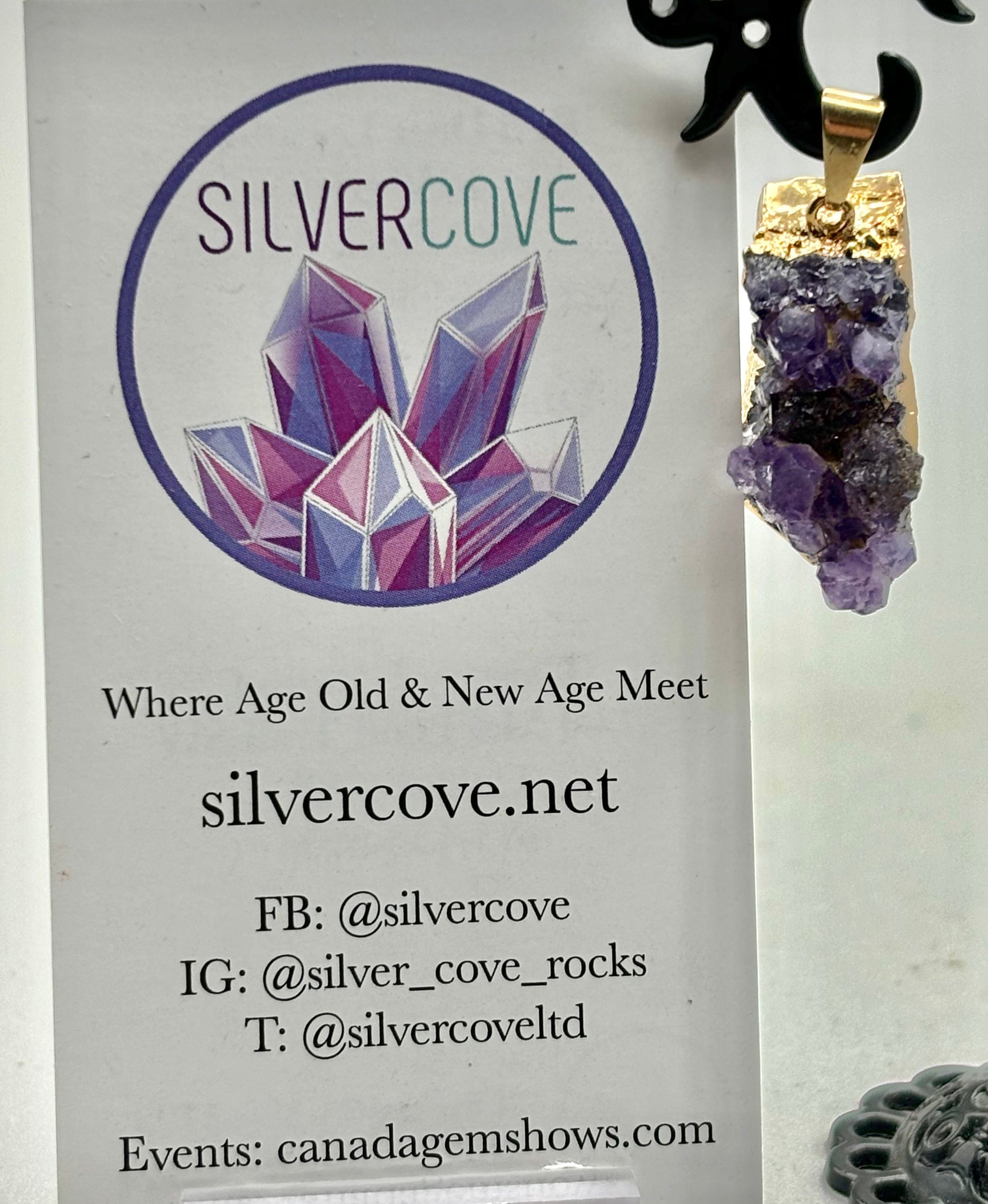 Natural Amethyst Cluster Gold Foil Pendant Necklace - Healing Crystal Jewelry for Women - Perfect for Meditation, Yoga & Spiritual Gifts