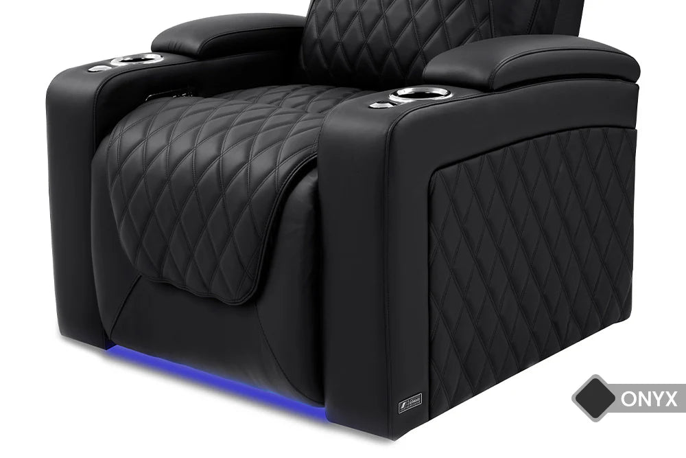Valencia 2025 New Oslo Luxury Home Theater Seating - 3-Seater Loveseat Right Chaise in Onyx Black | Premium Recliner for Movie Nights & Entertainment Rooms