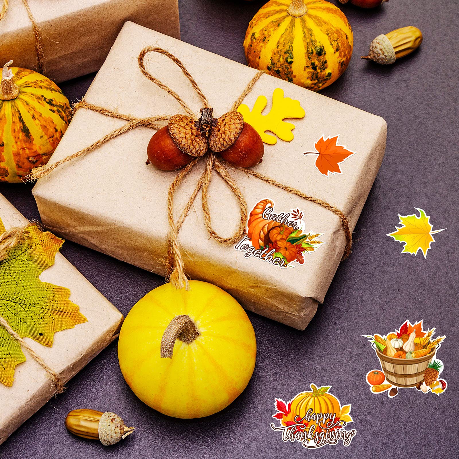 330-Piece Thanksgiving Sticker Set - Fall Autumn Turkey, Pumpkin, Maple Leaves, Squirrel & Corn Stickers for Thanksgiving Party Decorations, Scrapbooking, DIY Crafts & Holiday Greeting Cards