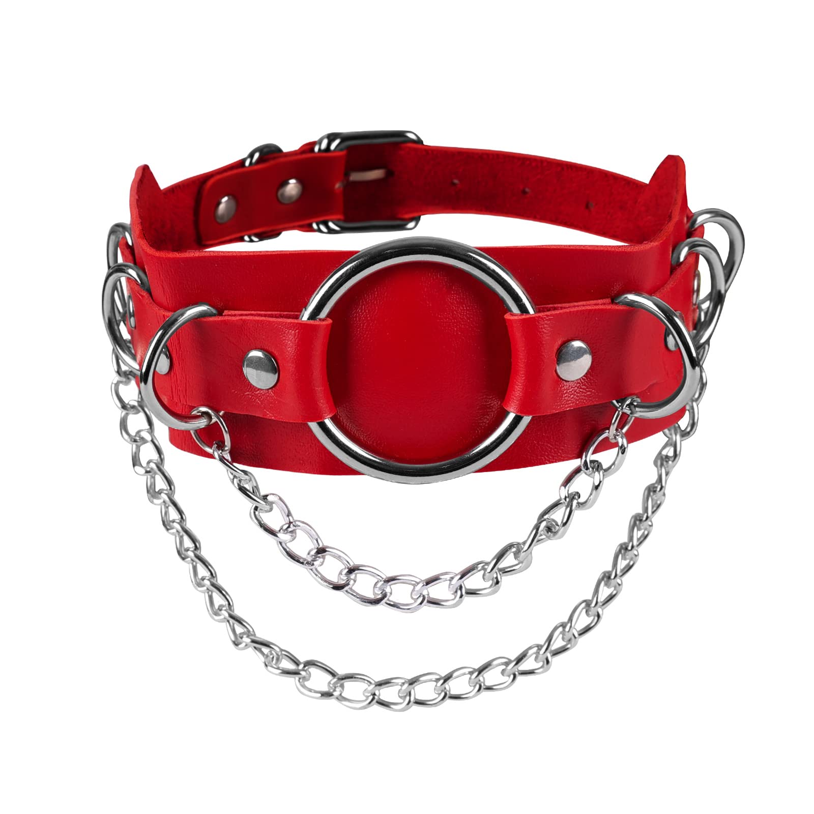 Women's Leather Body Harness Collar Necklace - Punk Gothic Fashion Metal Chain Choker for Carnival Costume & BDSM Accessories - Perfect for Halloween, Cosplay, and Alternative Outfits