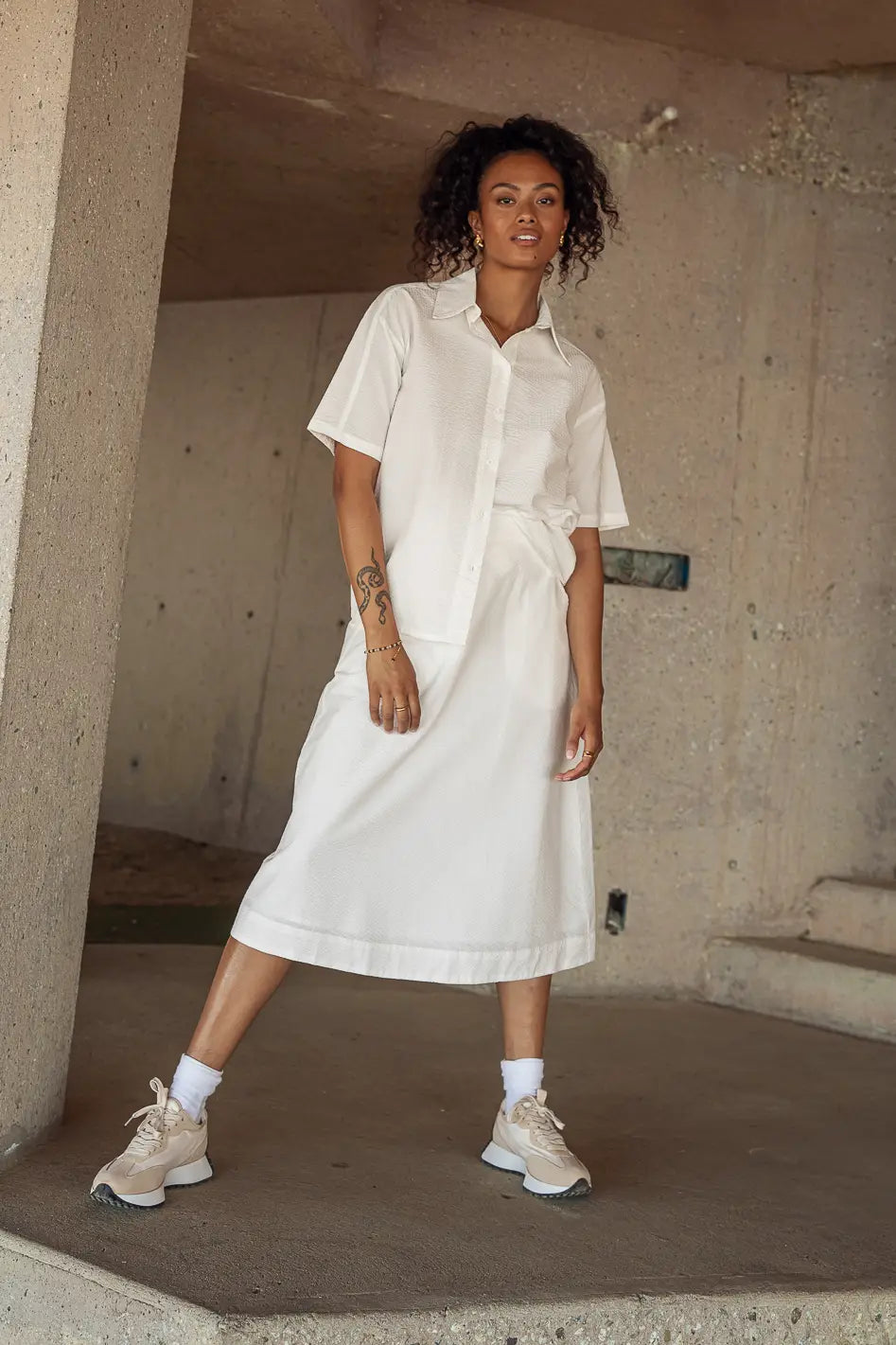 Stylish Mallory Textured Skirt in White - Perfect for Casual Outings & Office Wear | Final Sale