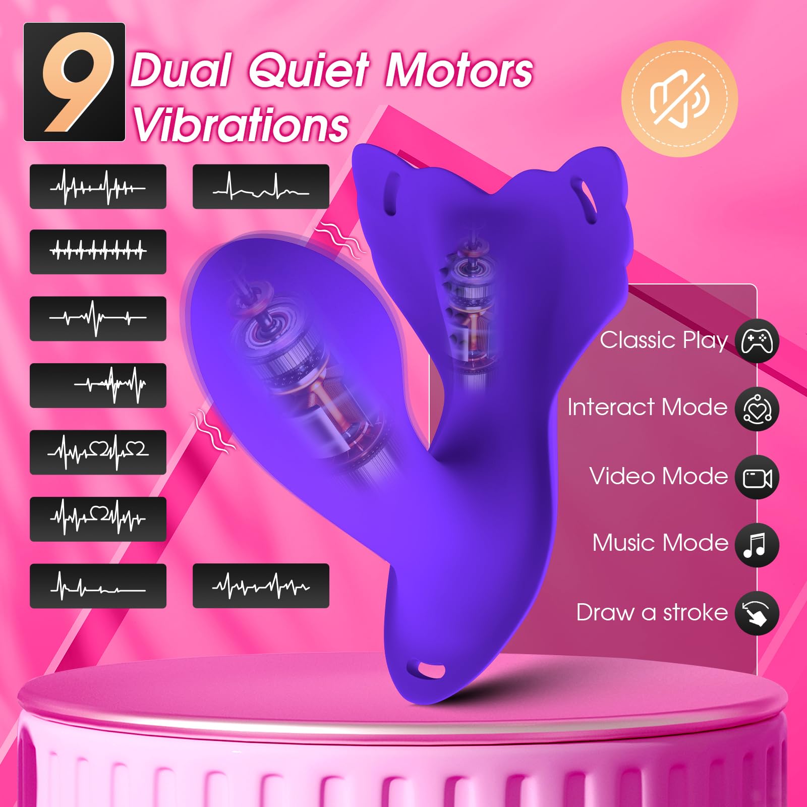 **9-Speed Wearable Vibrator Panty Insert - APP Controlled G-Spot & Clitoral Stimulator for Women & Couples - Perfect for Discreet Public Play & Intimate Moments**