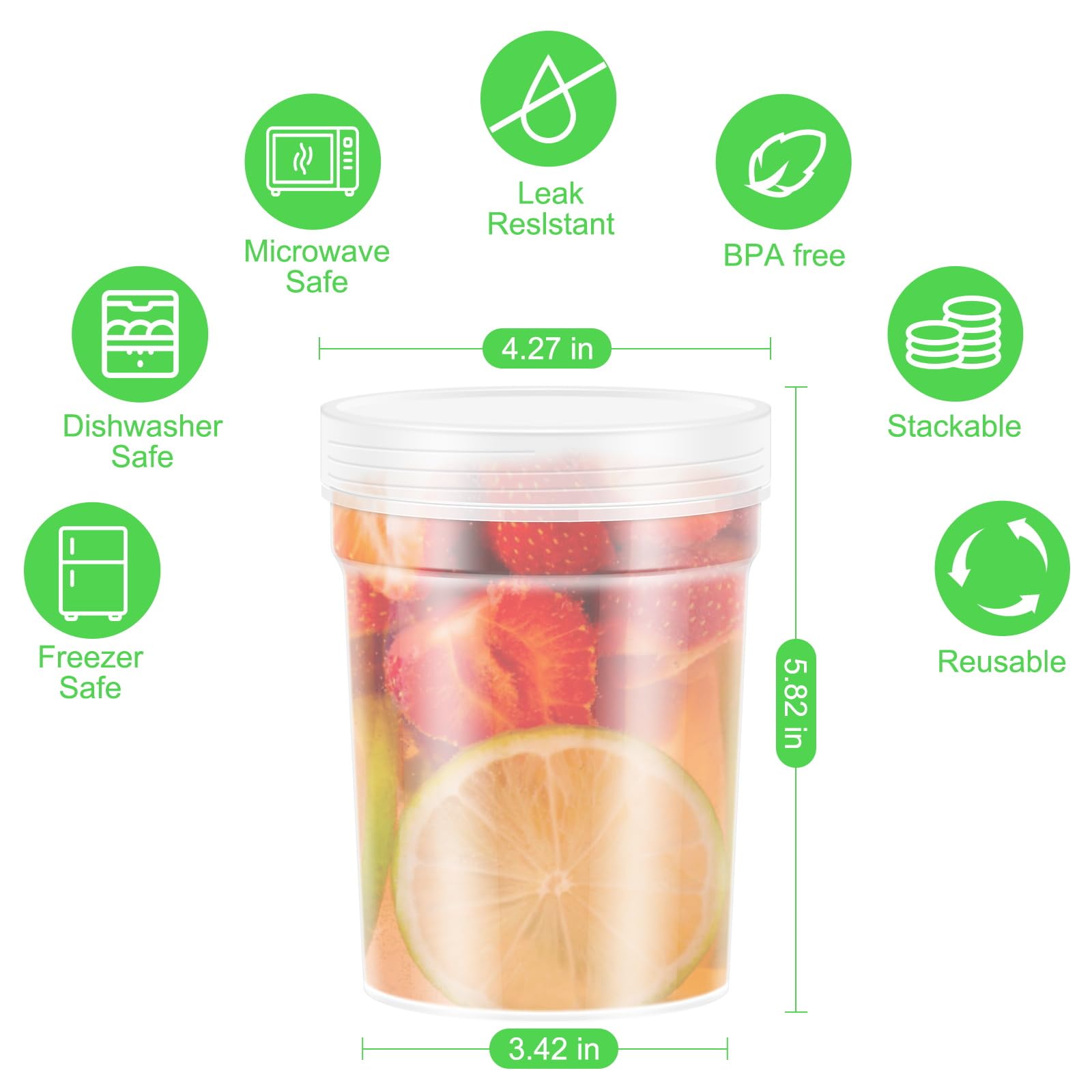 32 oz - 12 Pack BPA-Free Reusable Food Storage Containers with Lids | Leak Proof, Stackable, Microwave & Dishwasher Safe | Perfect for Meal Prep, Freezing, Leftovers & Deli Storage
