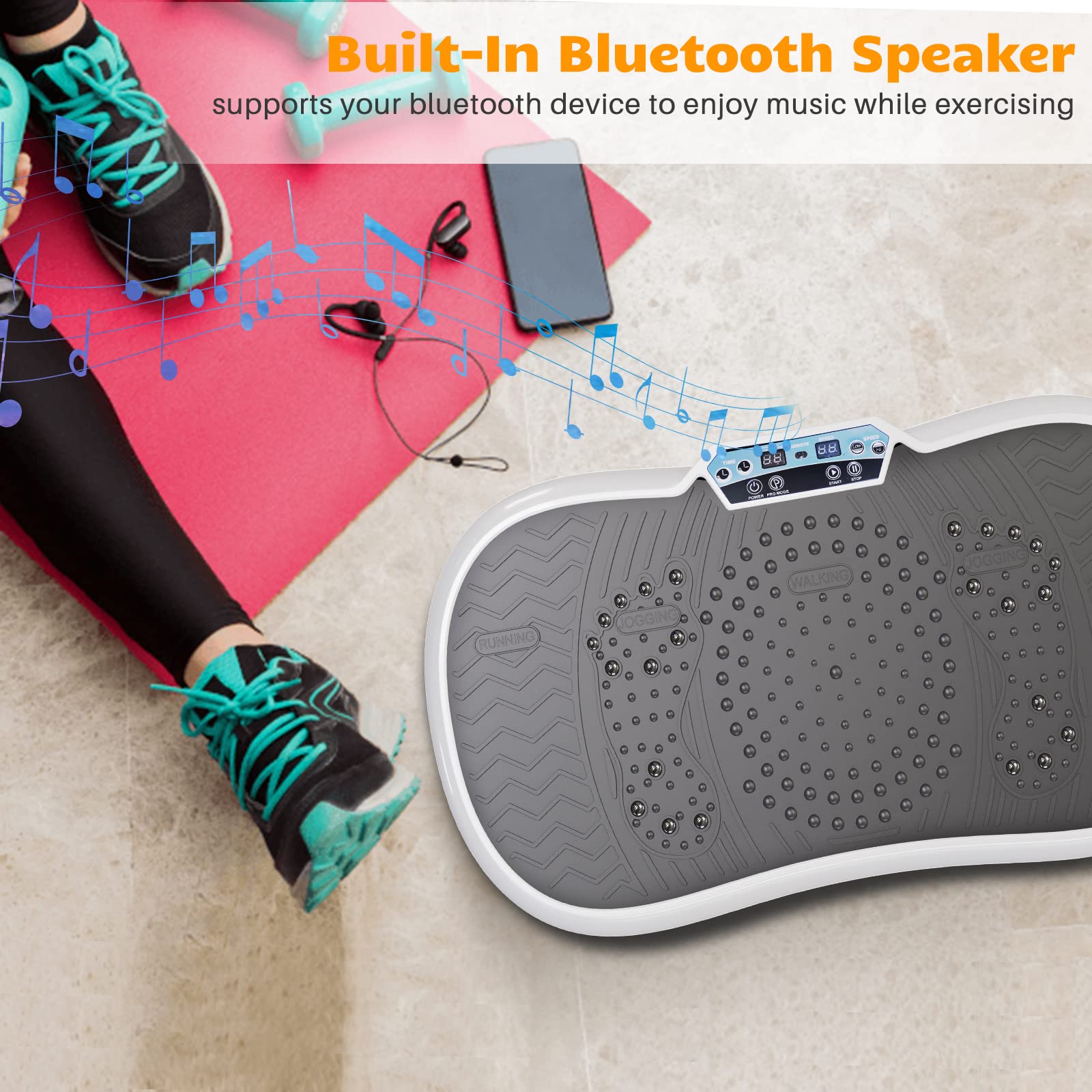 Bigzzia Vibration Plate Exercise Machine - 10 Speed Modes Whole Body Vibration Platform with Resistance Bands & Bluetooth Speaker for Home Gym, Weight Loss, Toning & Cellulite Reduction | Perfect for Home Workouts, Physical Therapy & Fitness Training