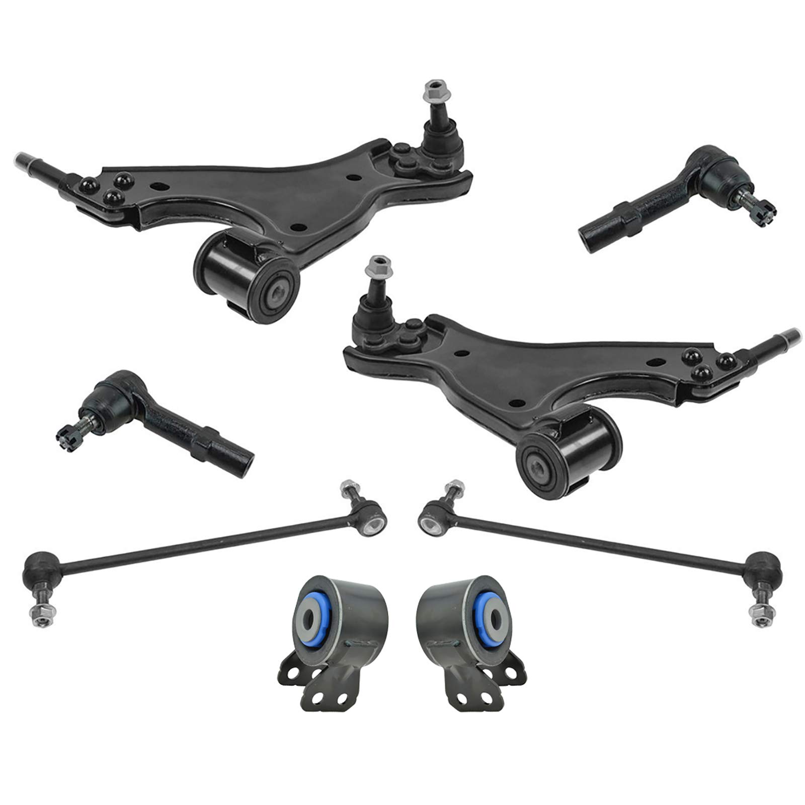 TRQ Front Steering & Suspension Kit - Control Arm Bushing, Ball Joint, Sway Bar Stabilizer Link & Tie Rod for Buick Chevrolet GMC Saturn | Smooth Ride & Precise Handling for City Driving & Highway Cruising