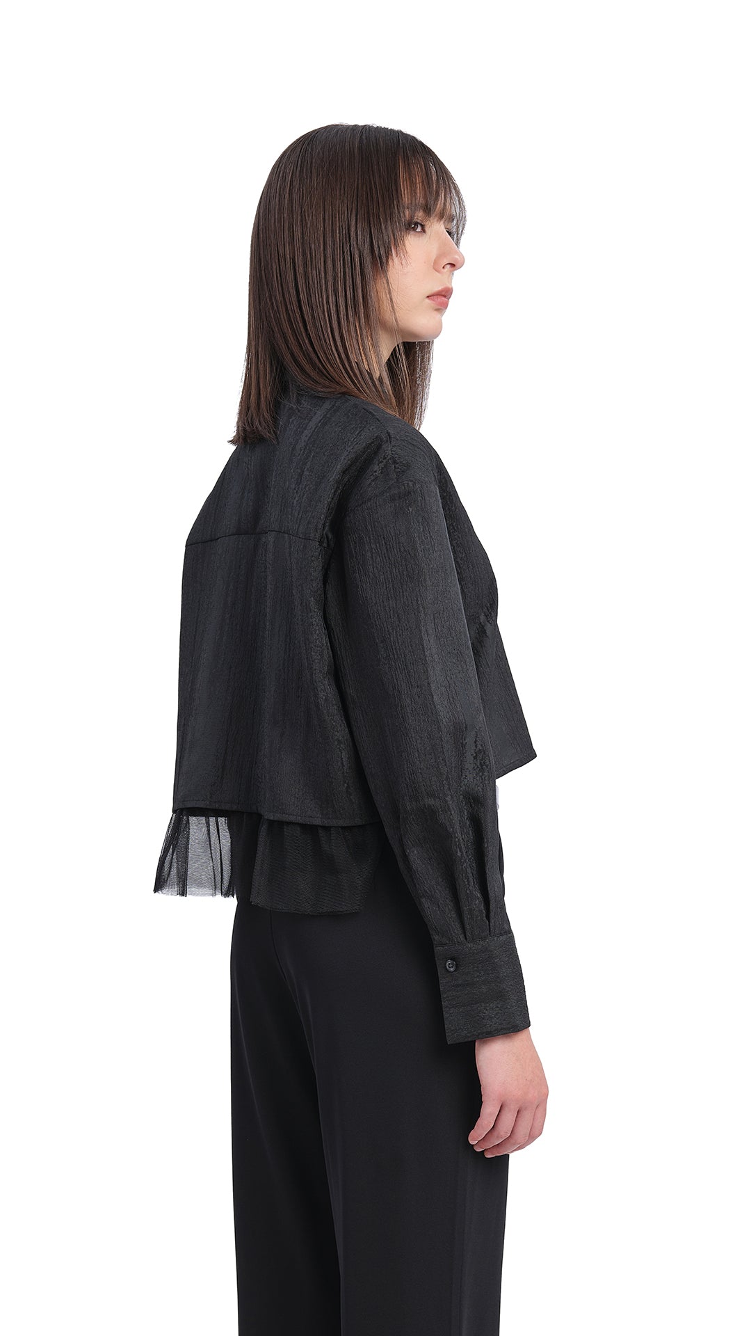 Stylish Mesh Trimmed Crop Shirt for Women - Trendy Summer Fashion Top - Perfect for Casual Outings, Beach Vacations & Music Festivals
