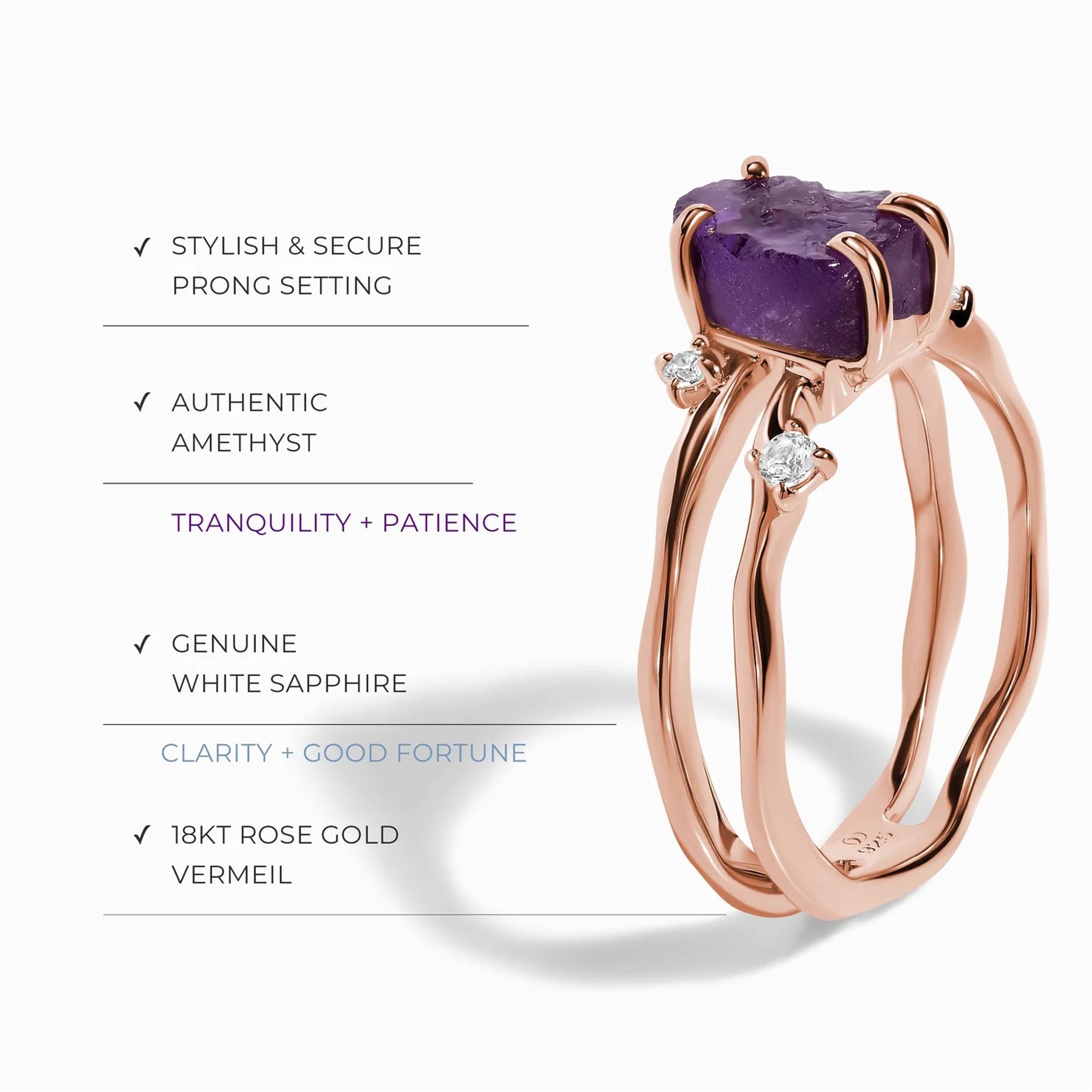 Authentic Moonstone Ring for Women - 925 Sterling Silver & 18k Rose Gold - Genuine Rainbow Moonstone Jewelry - Elegant Gift for Birthdays, Anniversaries & Spiritual Healing