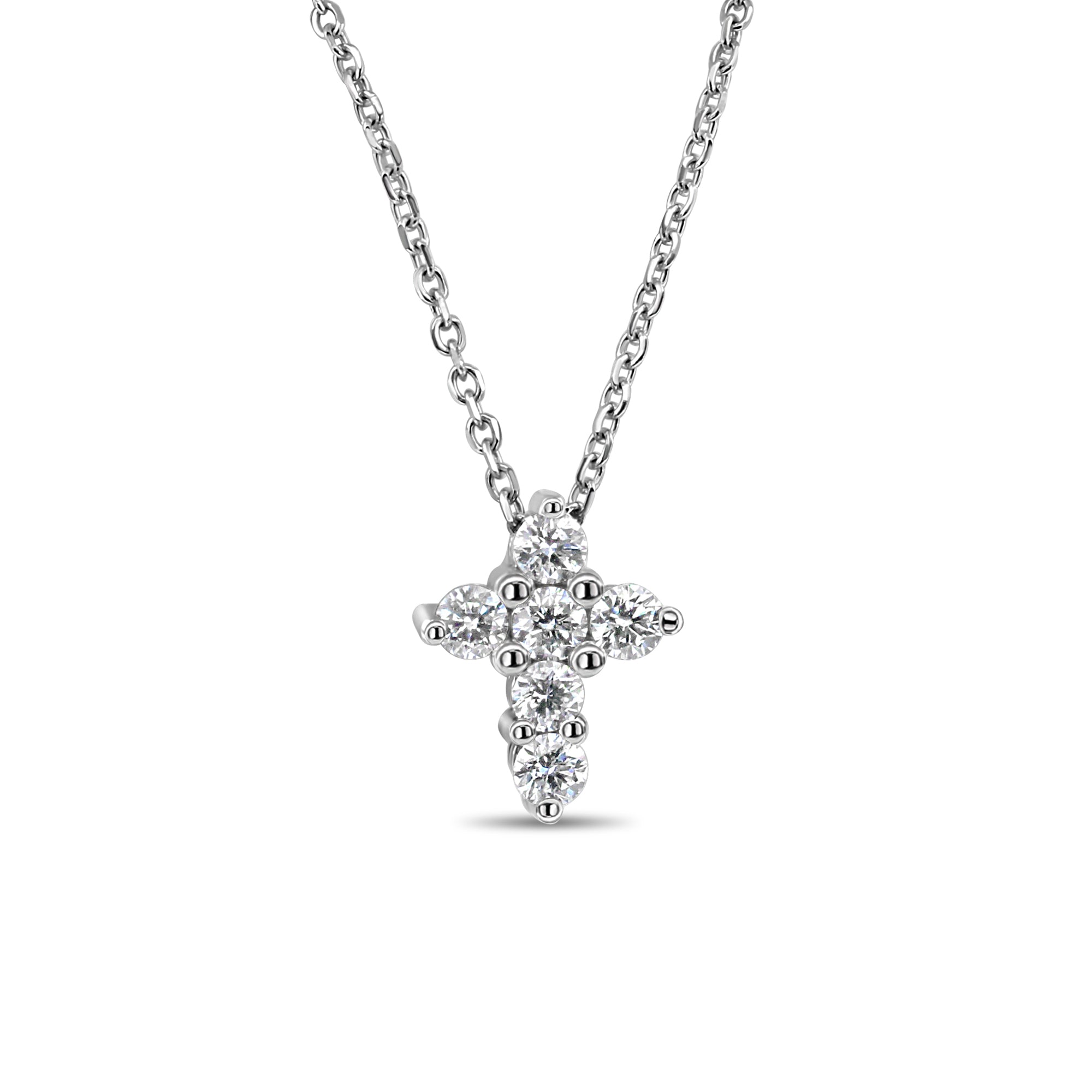 1 Carat Small Cross Diamond Pendant Necklace in 14K White Gold - Perfect for Gifts, Weddings & Everyday Elegance