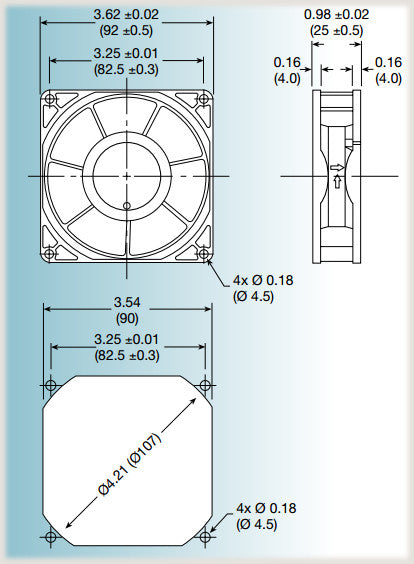 High Performance 48V DC Cooling Fan 92x92x25mm - Mechatronics E9225E48B FSR for Server Racks, Industrial Equipment & Electronics Cooling
