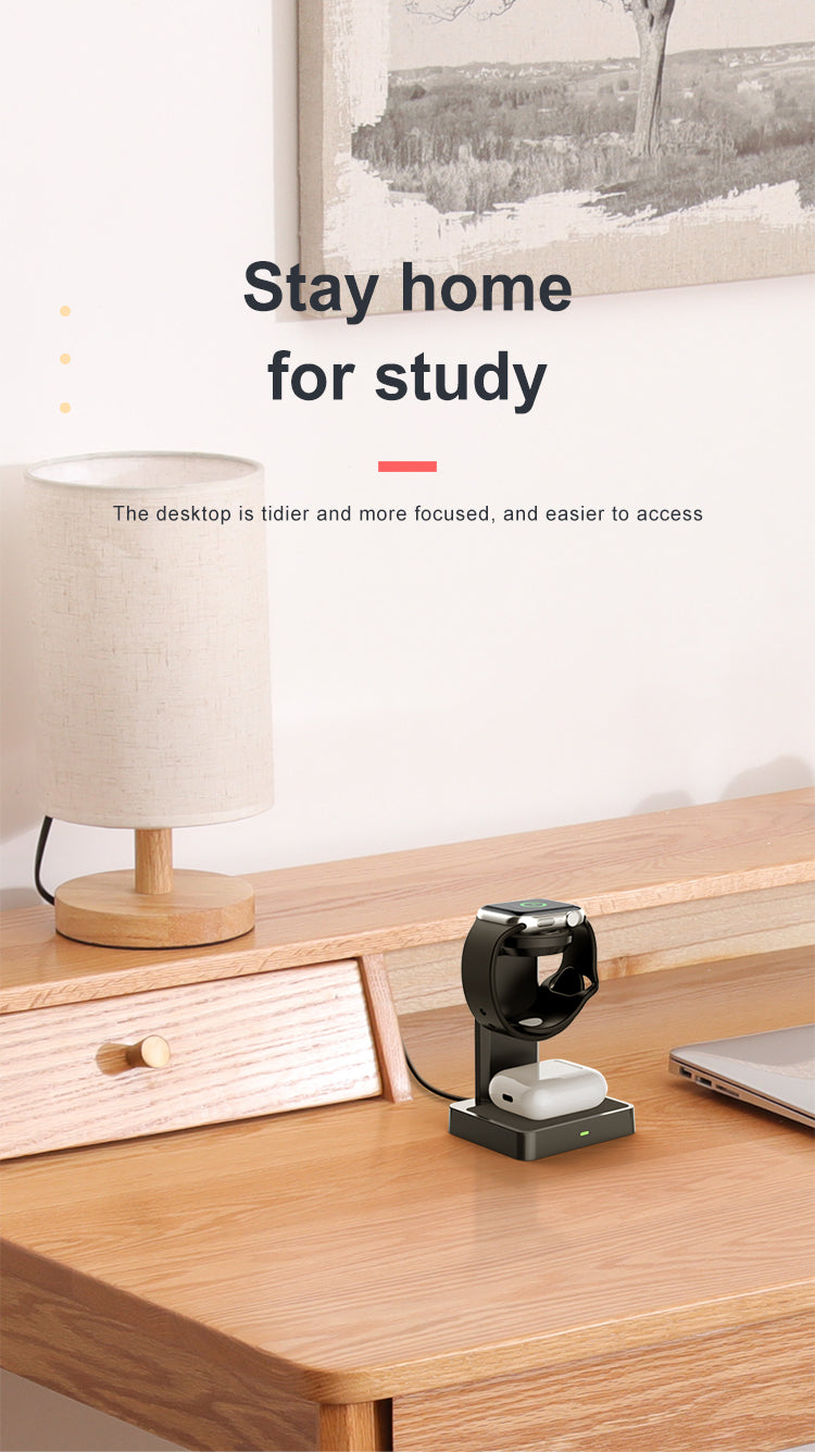 2 in 1 Apple Wireless Charger WA11 - Fast Qi-Certified Charging Stand for iPhone 14/13/12 & AirPods - Perfect for Home, Office & Nightstand Use