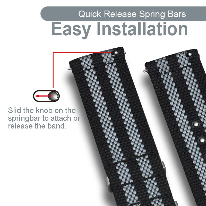 Durable Military Nylon Watch Band - 22mm & 24mm Canvas Style Strap for Garmin, Suunto & Smartwatches - Perfect for Outdoor, Hiking & Adventure Activities