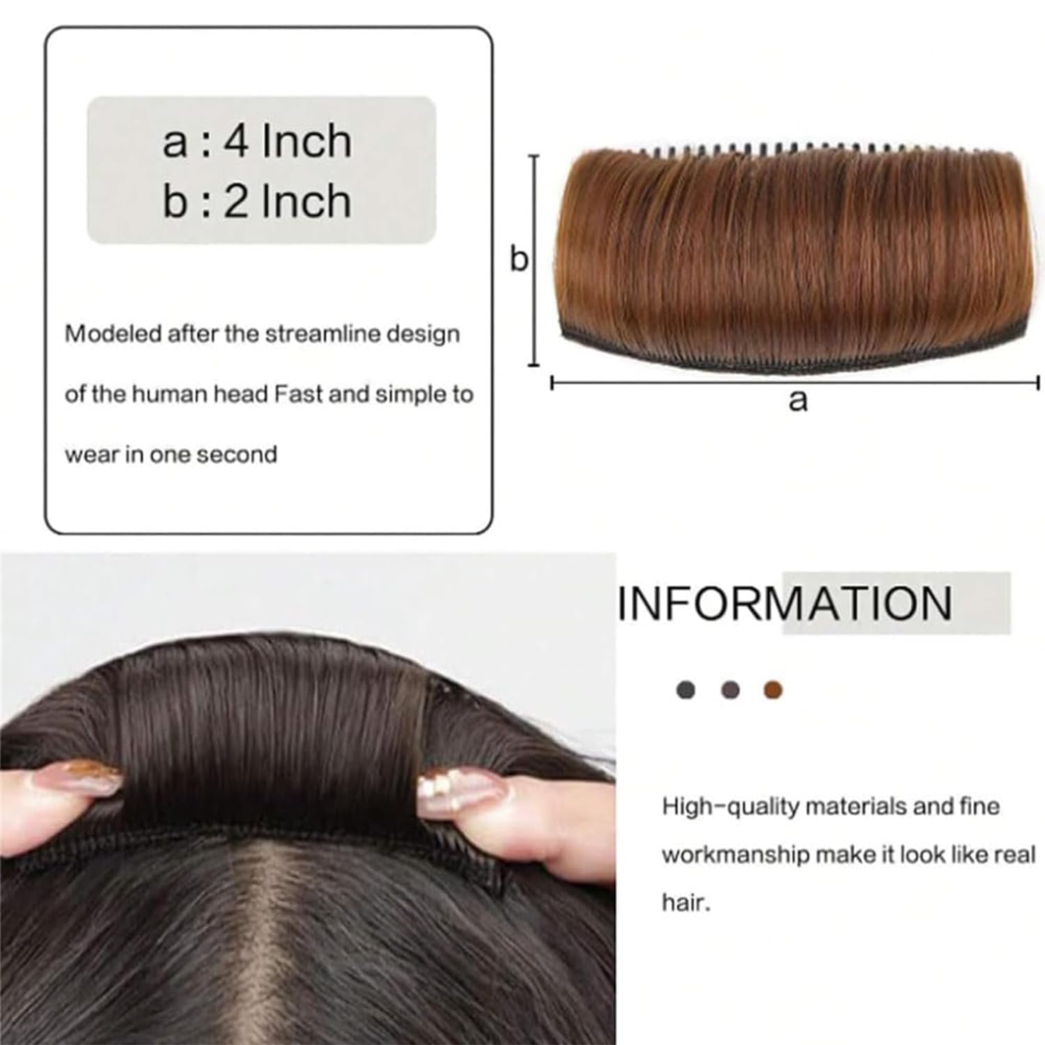 Invisible Fluffy Hair Pad for Volume & Styling - Blonde & Black Hair Extensions for Princess Look | Perfect for Weddings, Parties & Daily Hairstyling