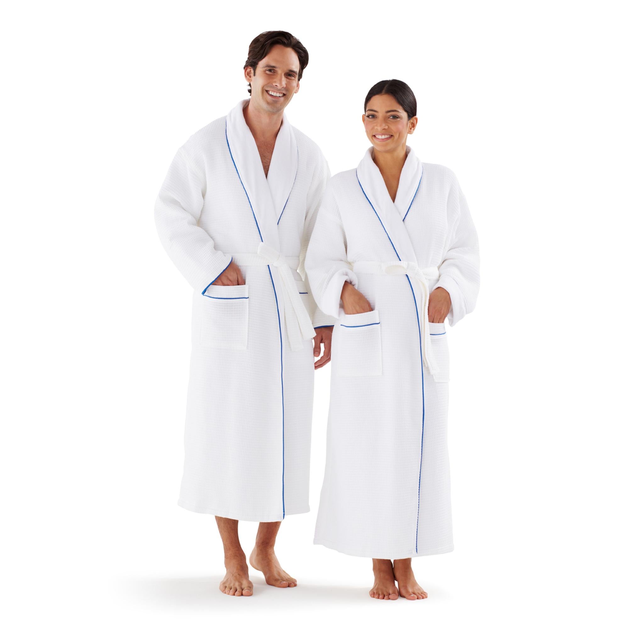 Boca Terry Shawl Waffle Robe for Women - Soft & Absorbent Bathrobe - Spa & Lounge Wear - Perfect for Home Relaxation, After Shower & Hotel Use - White